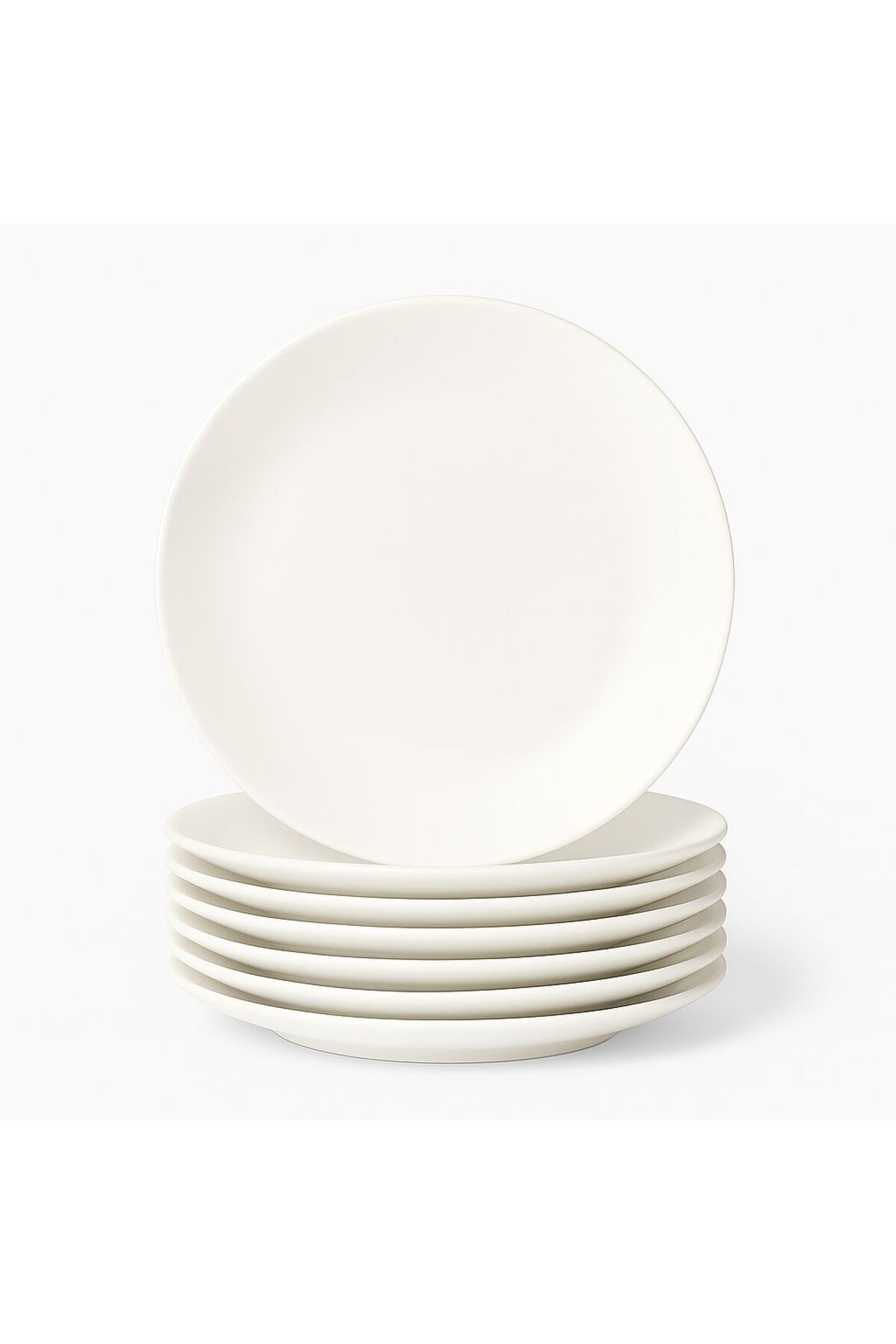 ela777 Moderna 6 Parça 24 Cm Düz Tabak Krem Servis Pasta Tabağı Seramik