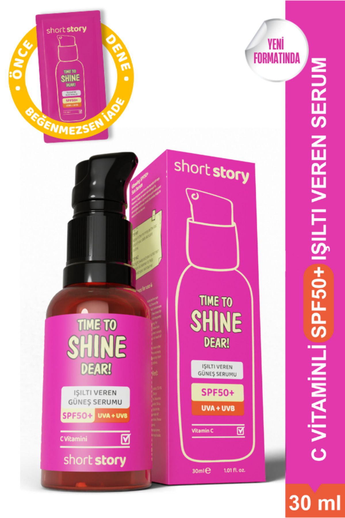 short story-Time to Shine Dear! - Spf50+ Multi Formula with Sun Serum, Vitamin C and Ceramide 30 ml 1
