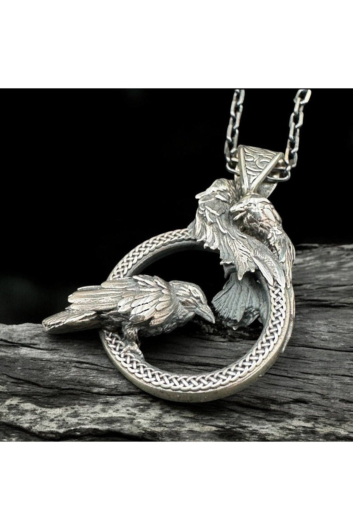 JEICON ATELIER Odin Kuzgunları Hugin & Munin 925 Ayar Gümüş Kolye