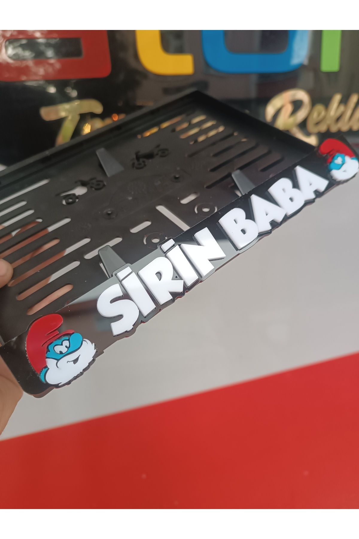 atom tasarım & reklam Şirin Baba motosiklet pleksi plakalık