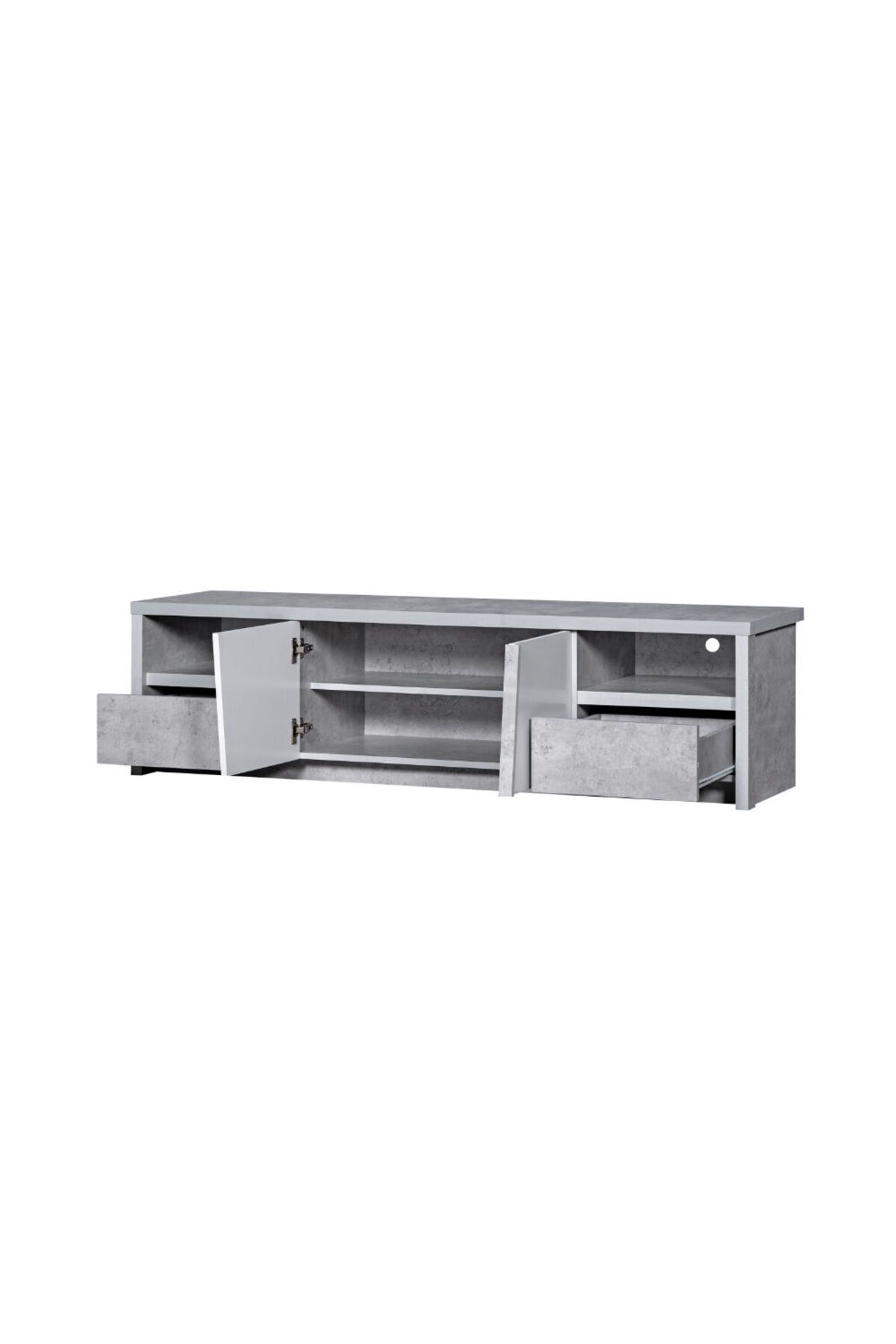 Generic-Rectangular TV Table 160 cm with Various Drawers in Gray and White 4