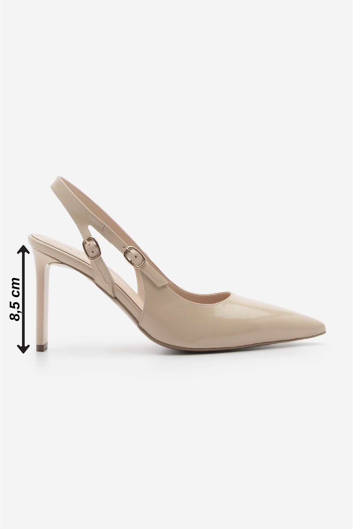 Marjin-Women's Stiletto Pointed Toe Open Back Scarf Buckle Heeled Shoes Pelovi Beige Patent Leather 3