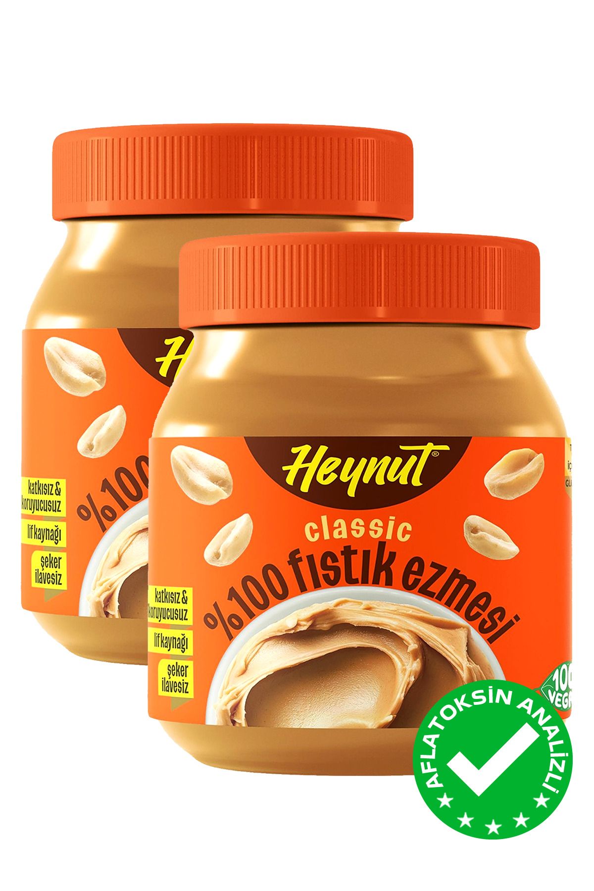 HEYNUT Şeker Ilavesiz %100 Fıstık Ezmesi Classic 330g X 2 Adet