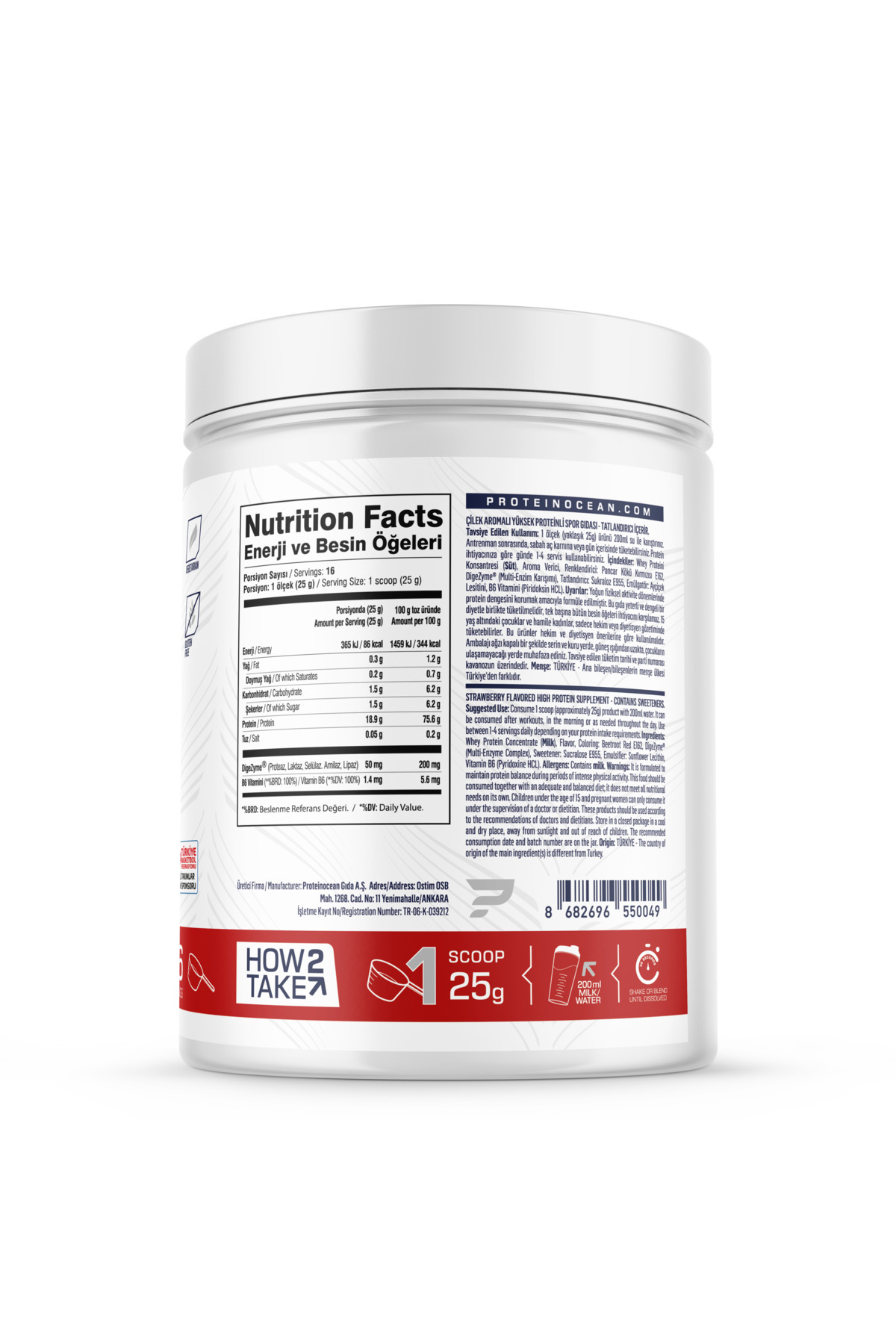 Proteinocean-Strawberry Whey Protein - 400g - 16 Servings 2