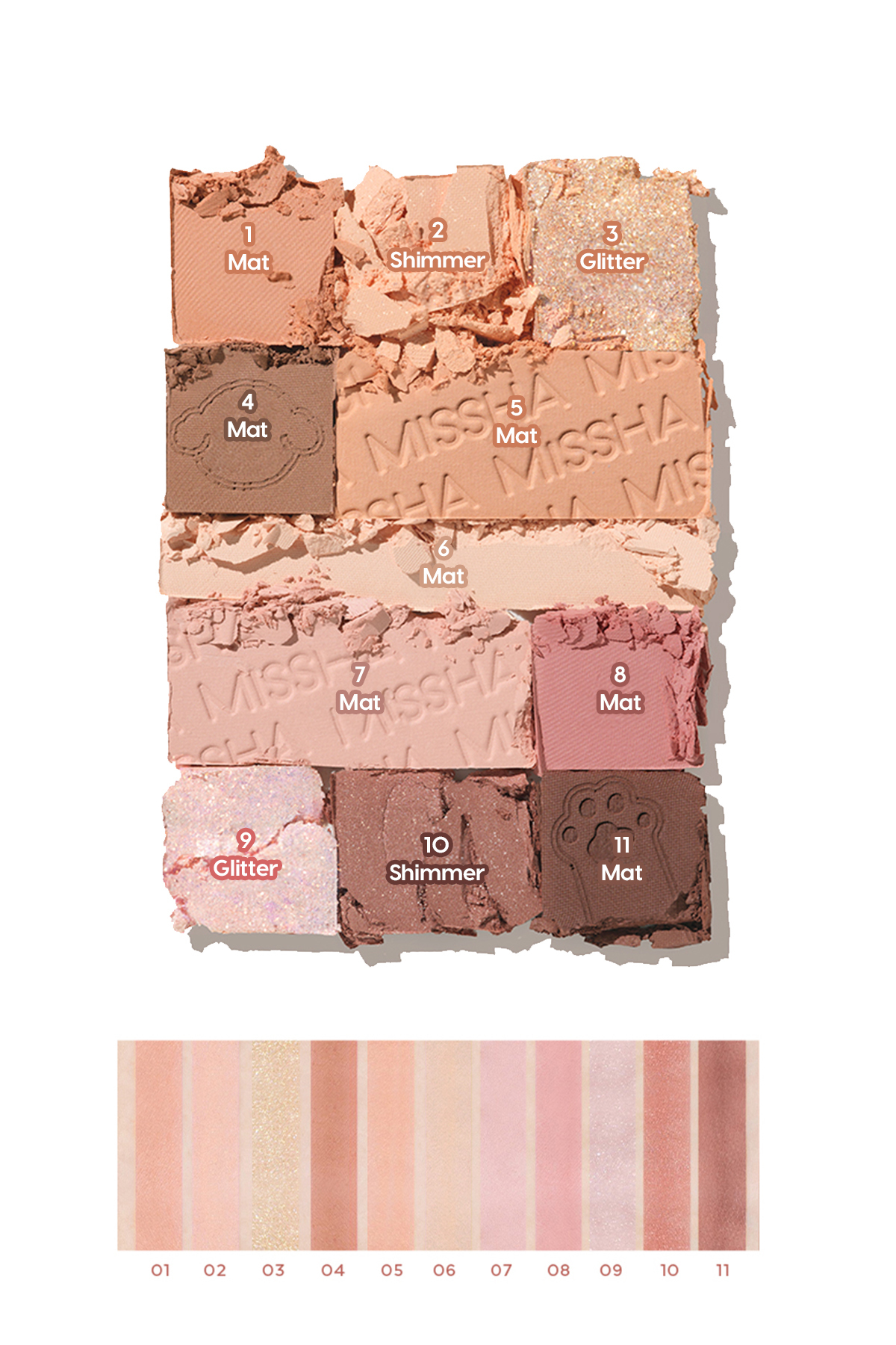Mat ve Işıltılı Tonlar Barındıran Far Paleti Missha Mood Moment Palette (3 The Cute Things) — رنگارنگ 7480 — تصویر 2 از 8