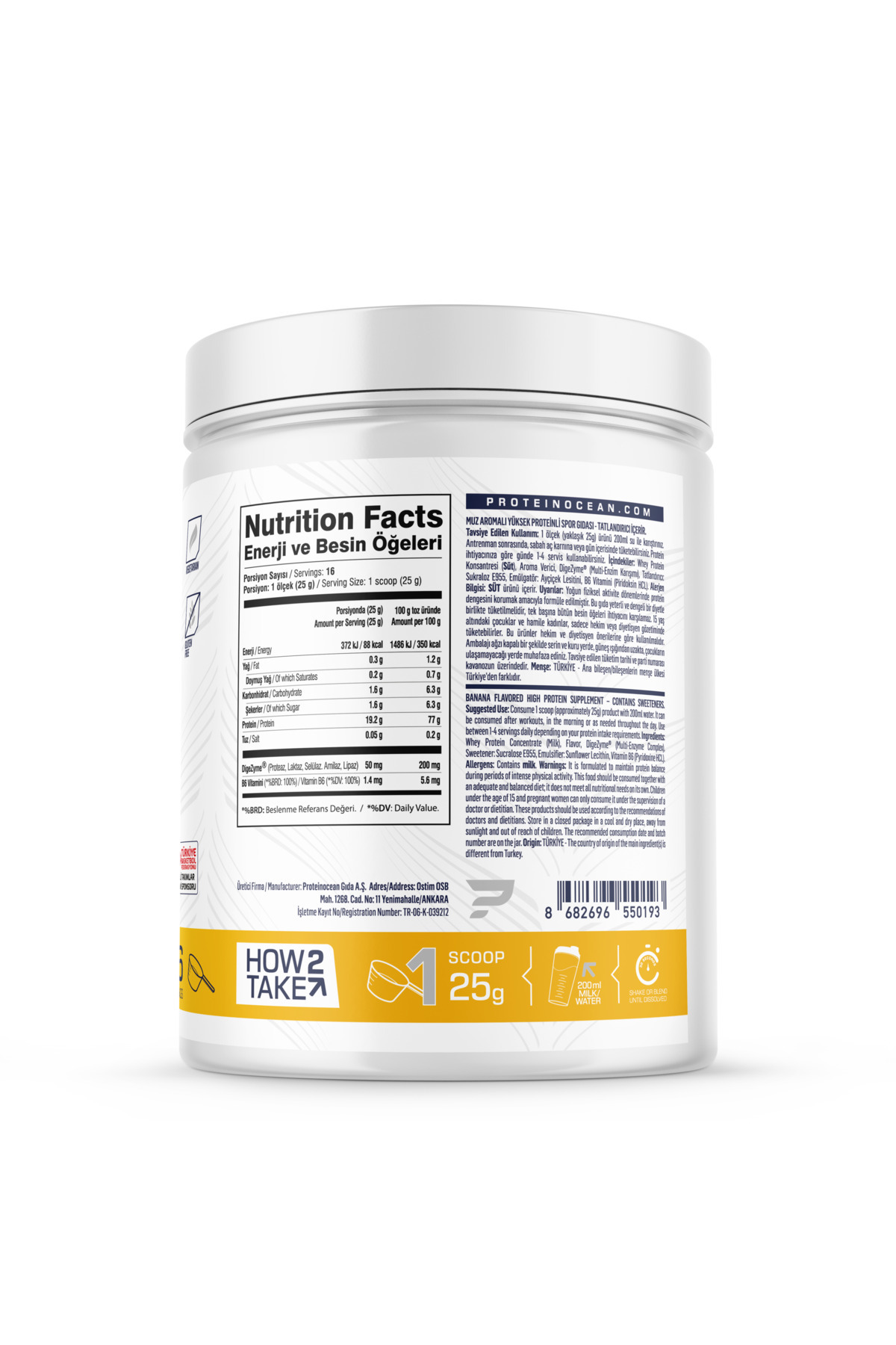 Proteinocean-400g Whey Protein Bananas - 16 Servings 2