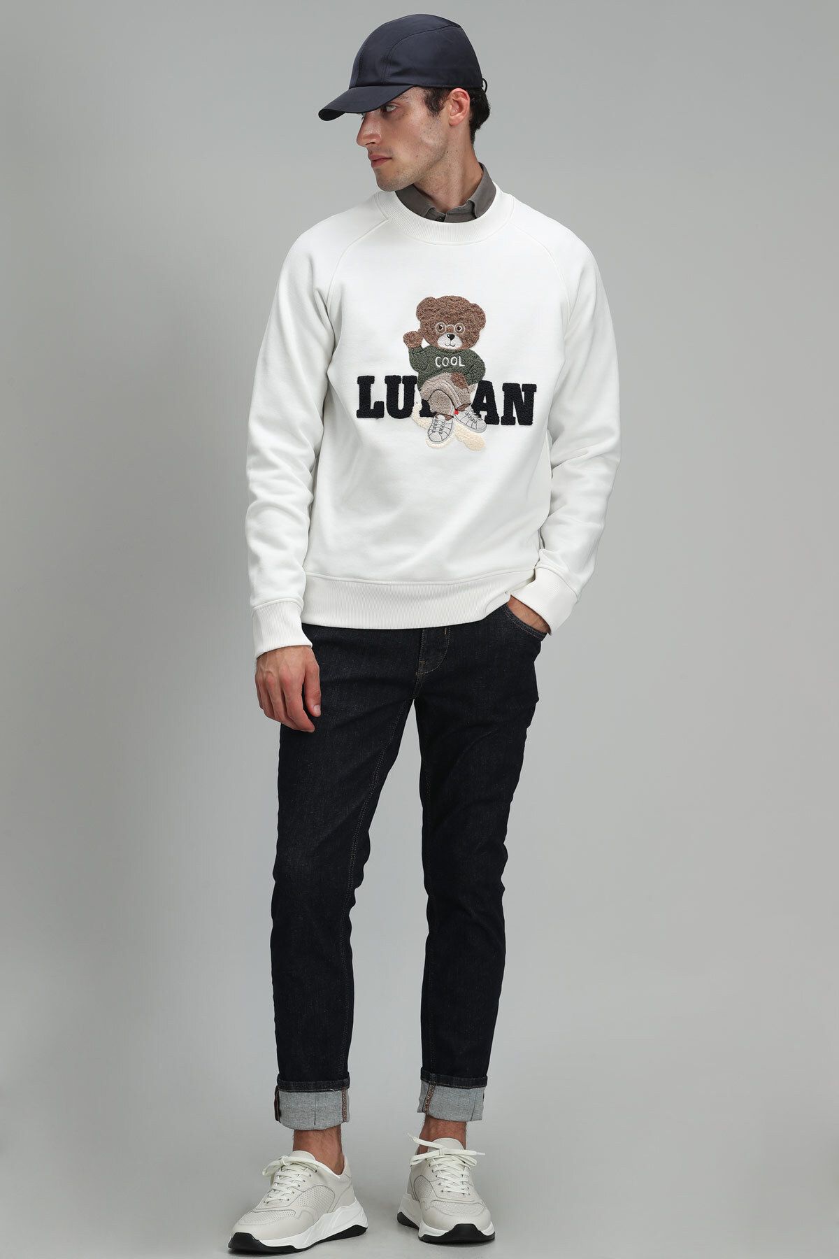 سویشرت سفید مردانه Derek Sweatshirt Broken Lufian