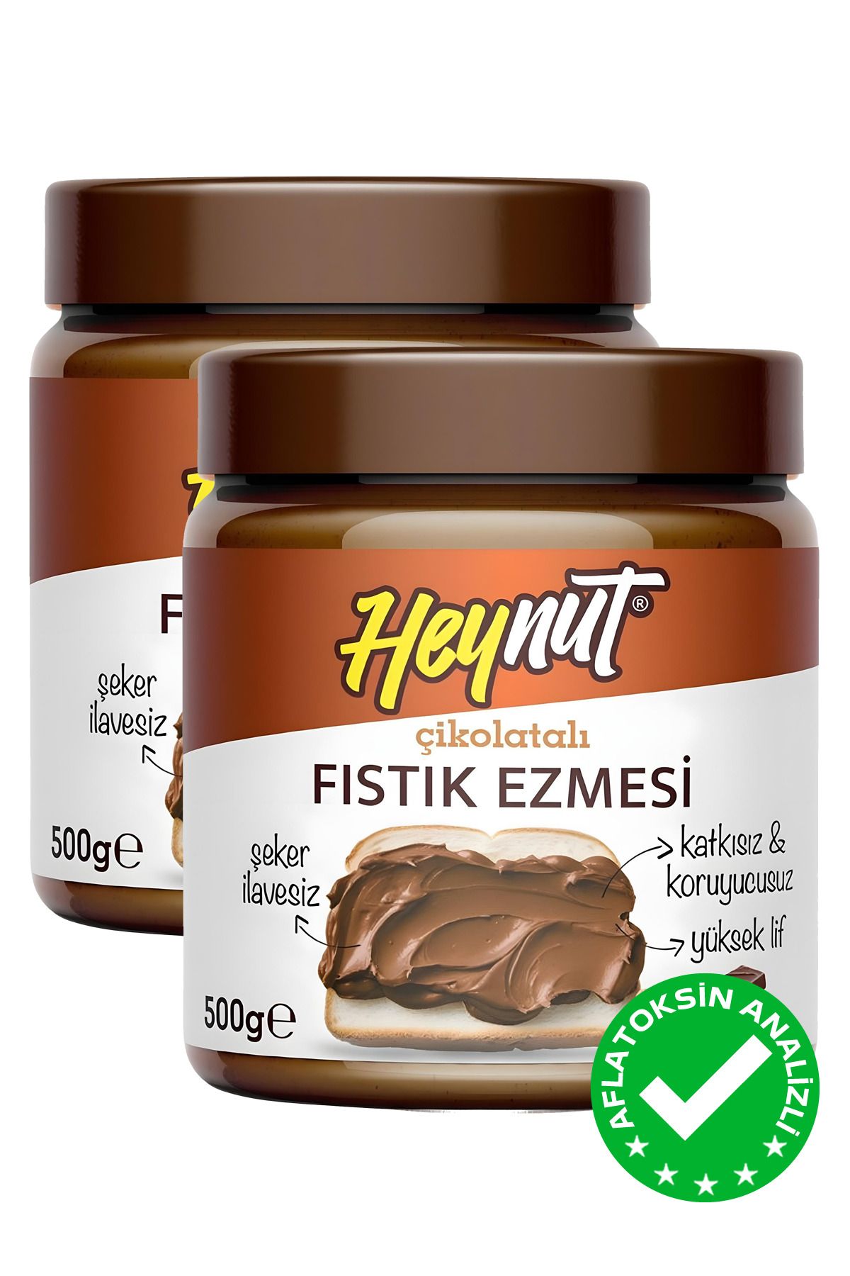 HEYNUT Şeker Ilavesiz Çikolatalı Fıstık Ezmesi 500g X 2 Adet