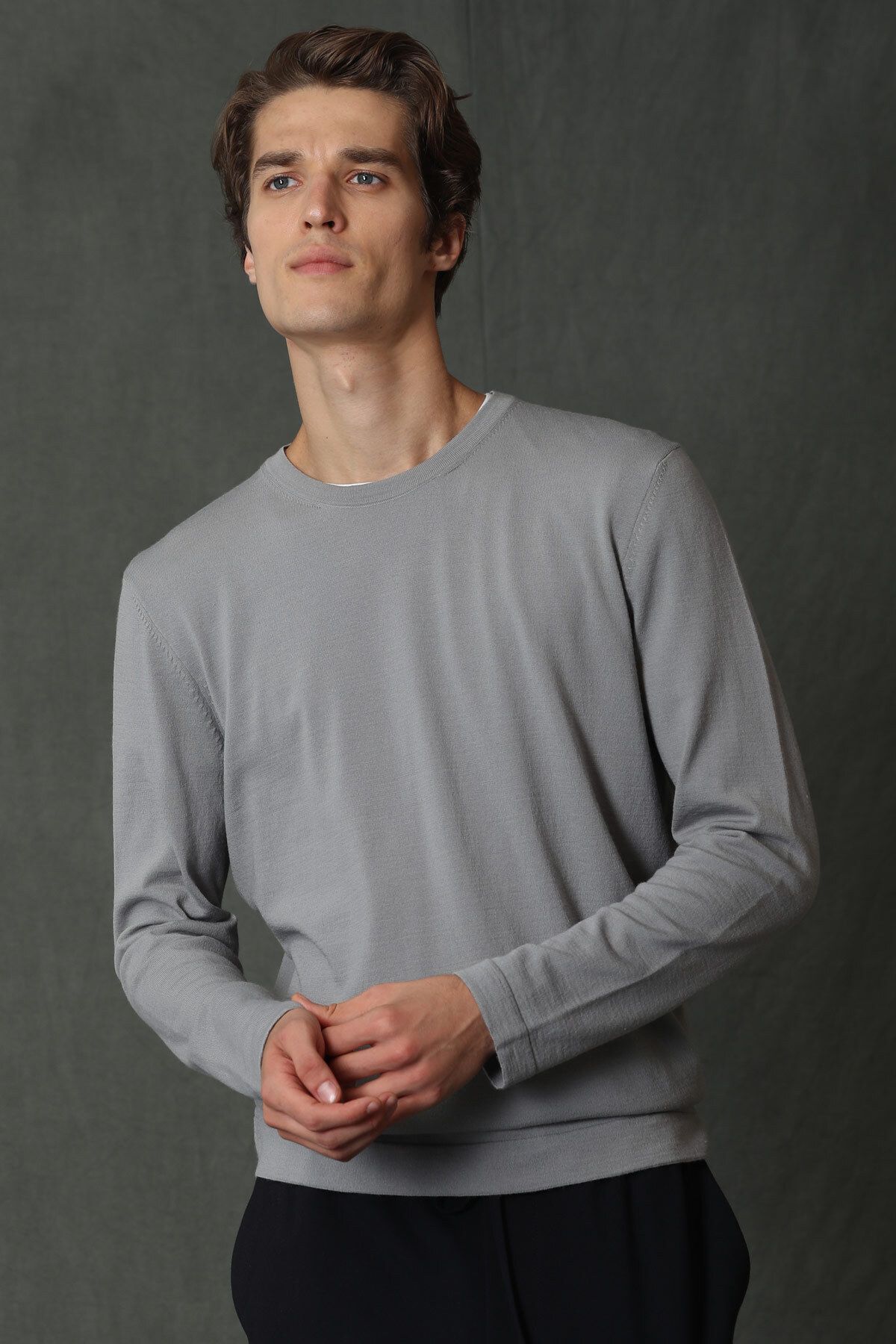 Lufian-Men's Sweater - Light Gray Star Model 3
