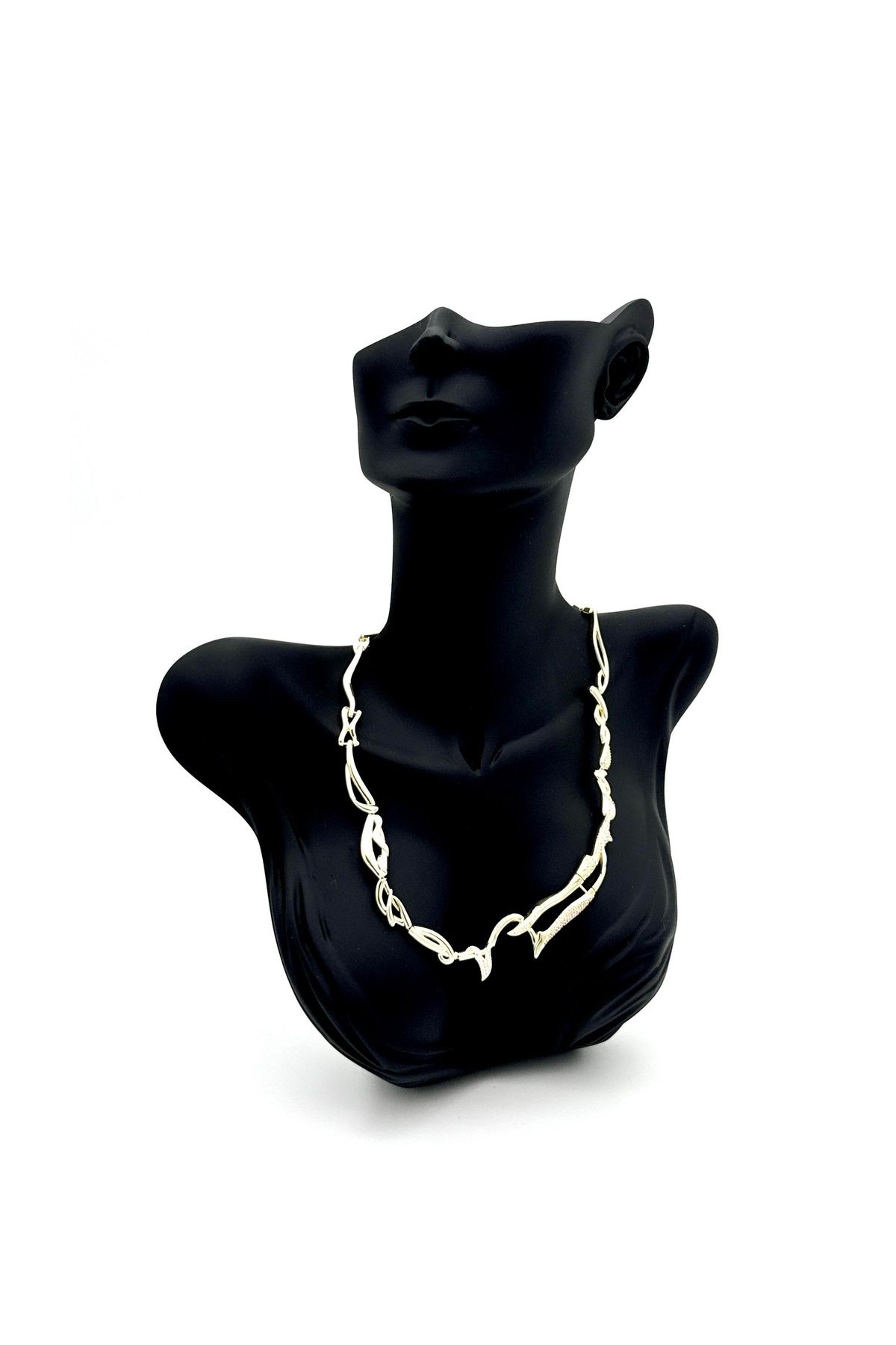 ELİOSA-Steel Silver Tarnish Two Color Zircon Stone Gold Necklace 1
