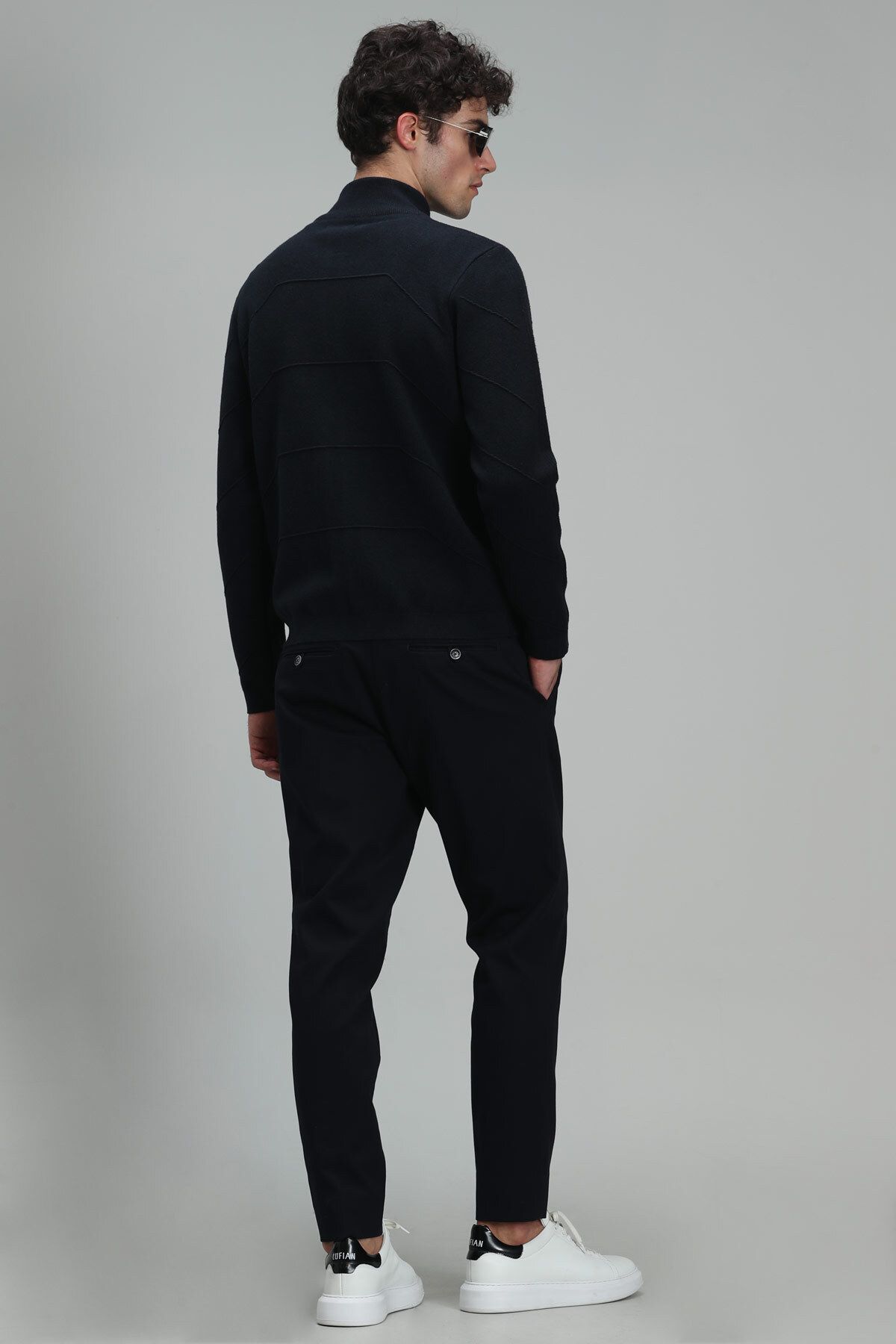 ژاکت جلو باز آبی مردانه Male Cardigan Navy Blue. Lufian