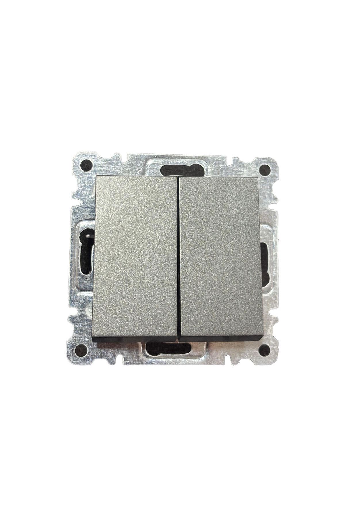MAKEL-Karea Smoked Grounded Socket + Commutator (Dual) Switch Set 3