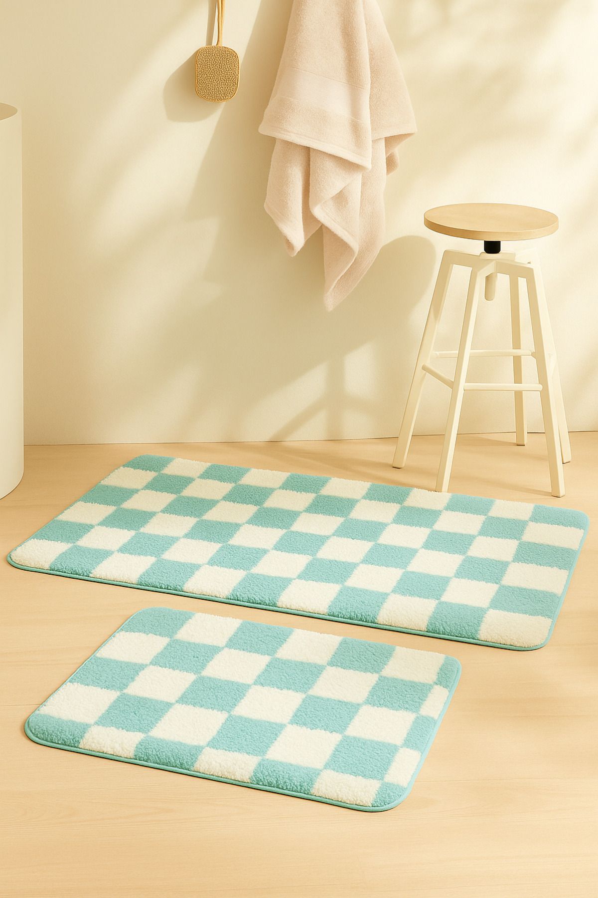 EUROBANO Chess 2'li Banyo Paspası Kaymaz Taban 60x100-60x50