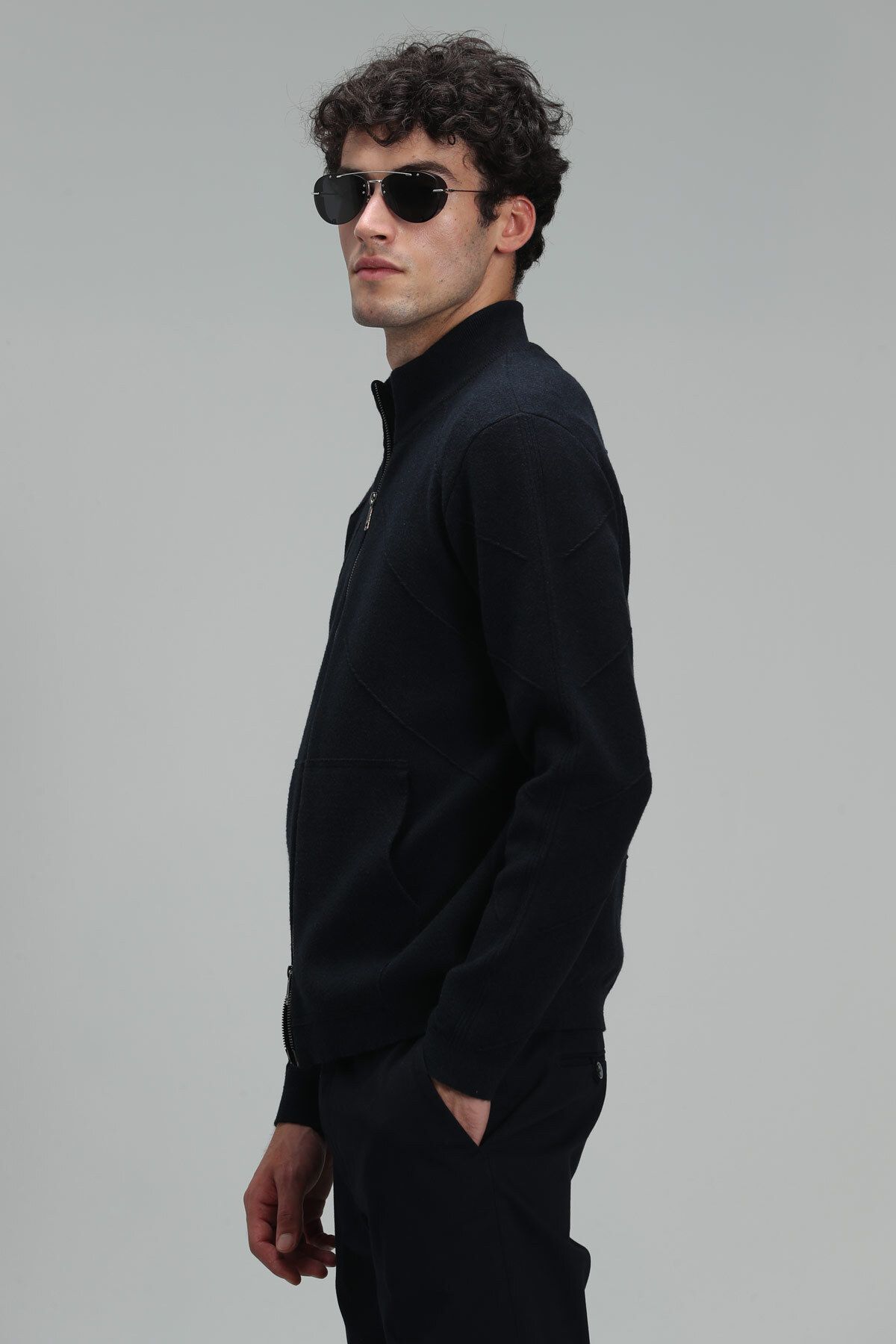 ژاکت جلو باز آبی مردانه Male Cardigan Navy Blue. Lufian