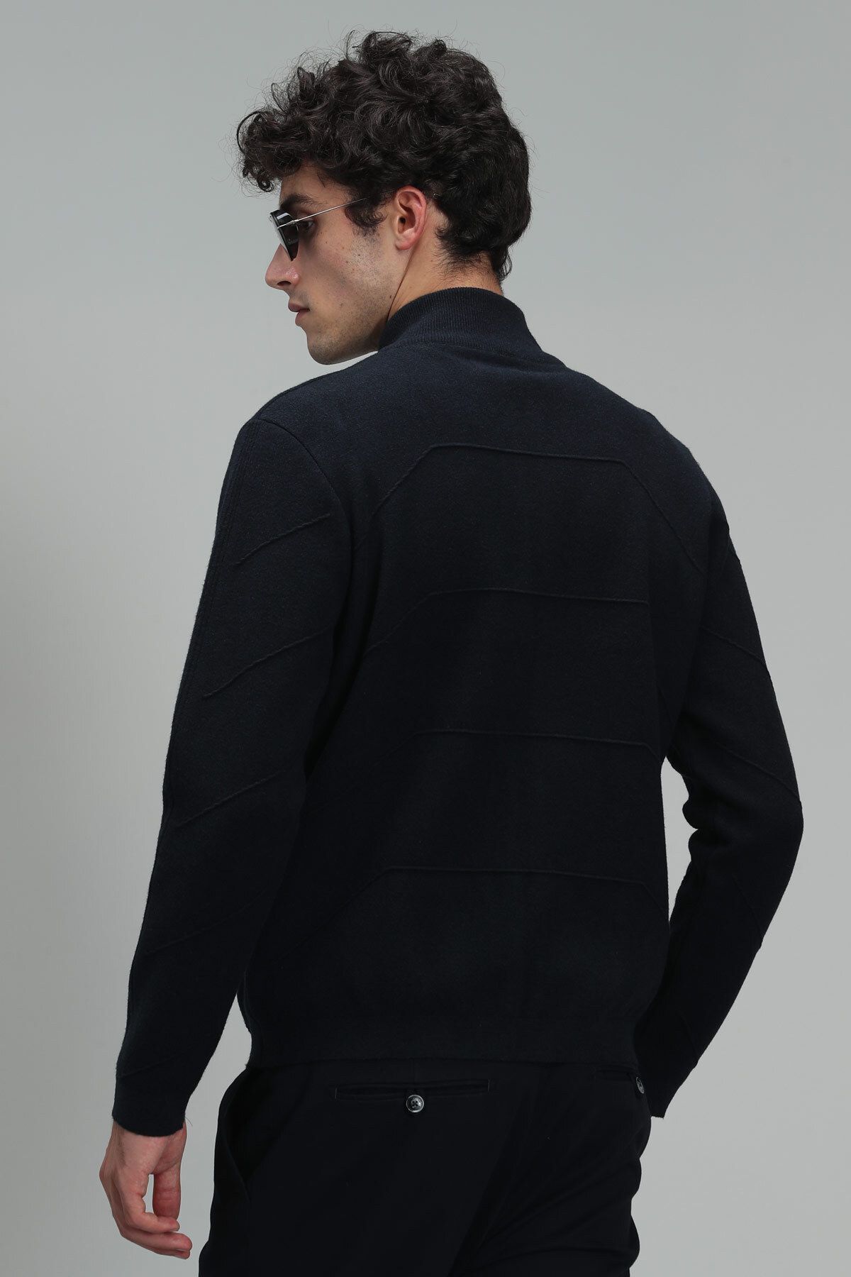 ژاکت جلو باز آبی مردانه Male Cardigan Navy Blue. Lufian