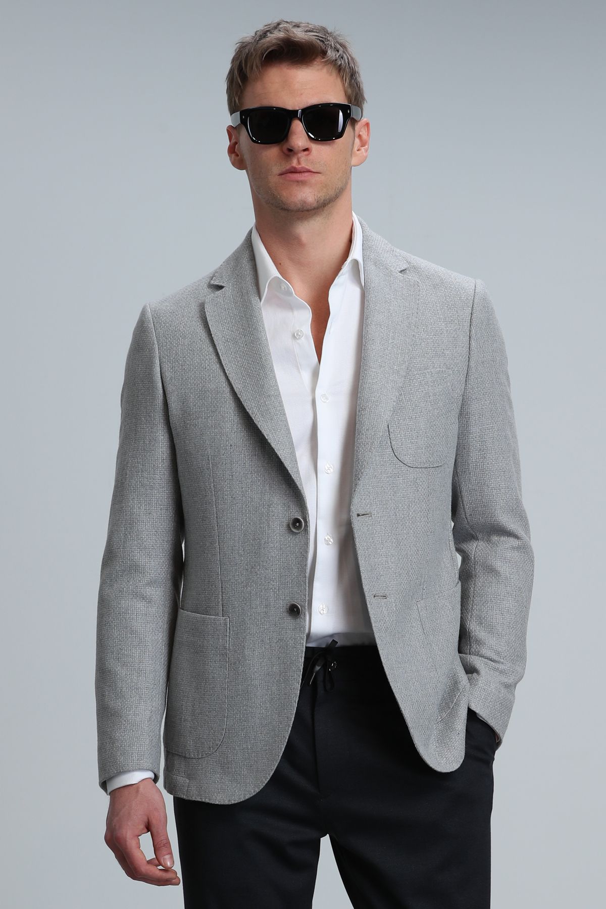 کت بلیزر خاکستری مردانه گابریل Sport Blamer Jade Jobel Slim Fit Grey Lufian