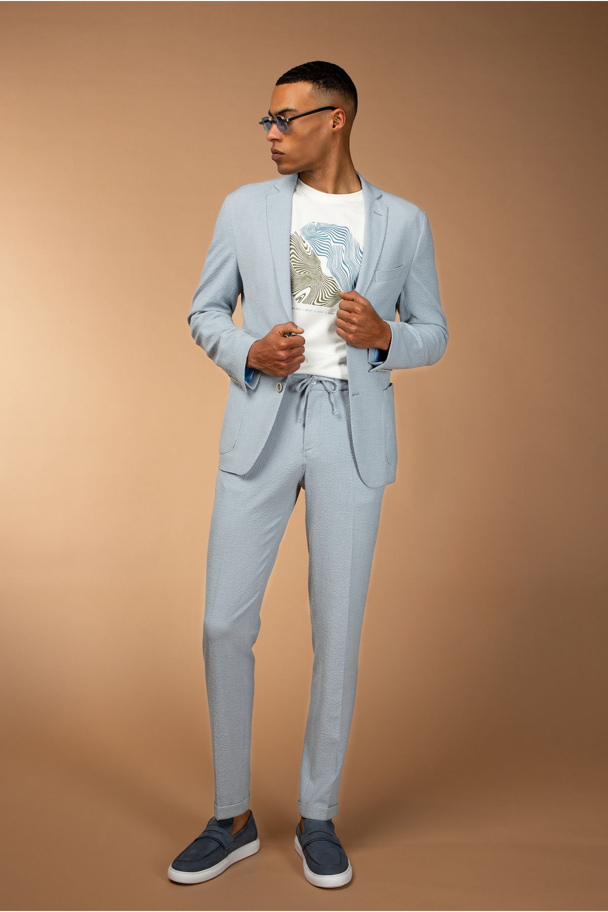 شلوار آبی مردانه Super Slim Fit فوق العاده باریک و کمر Waithful Wafer Lycra کلاسیک Kiğılı