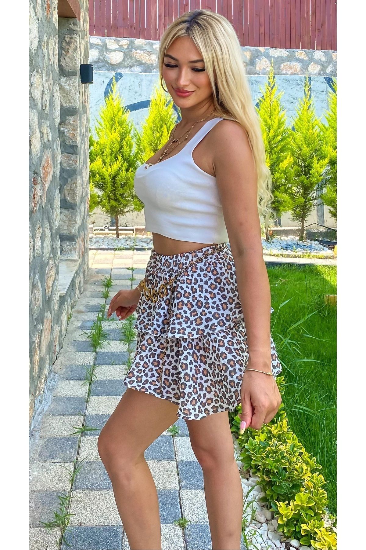 MUTİR-Muslin Leopard Pattern Skirt 4
