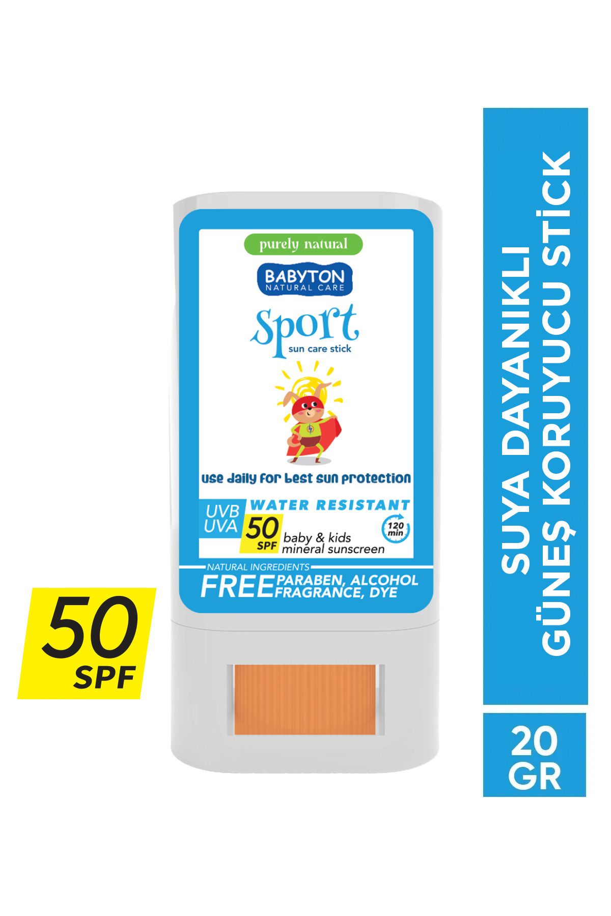 BABYTON Suya Dayanıklı Doğal Güneş Stick 50 Spf 20 gr