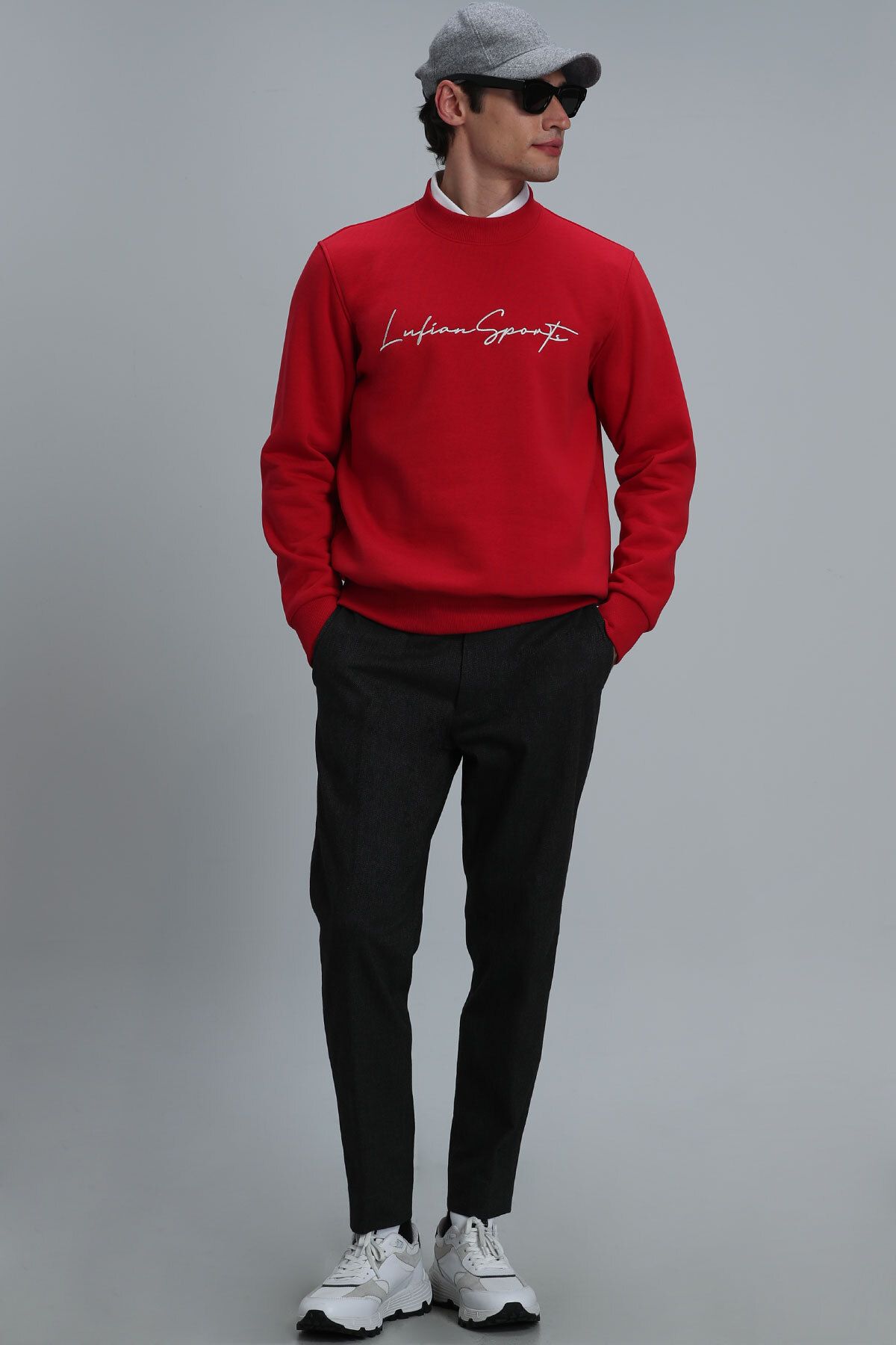 سویشرت قرمز مردانه Lowe Sweatshirt اورجینال Lufian