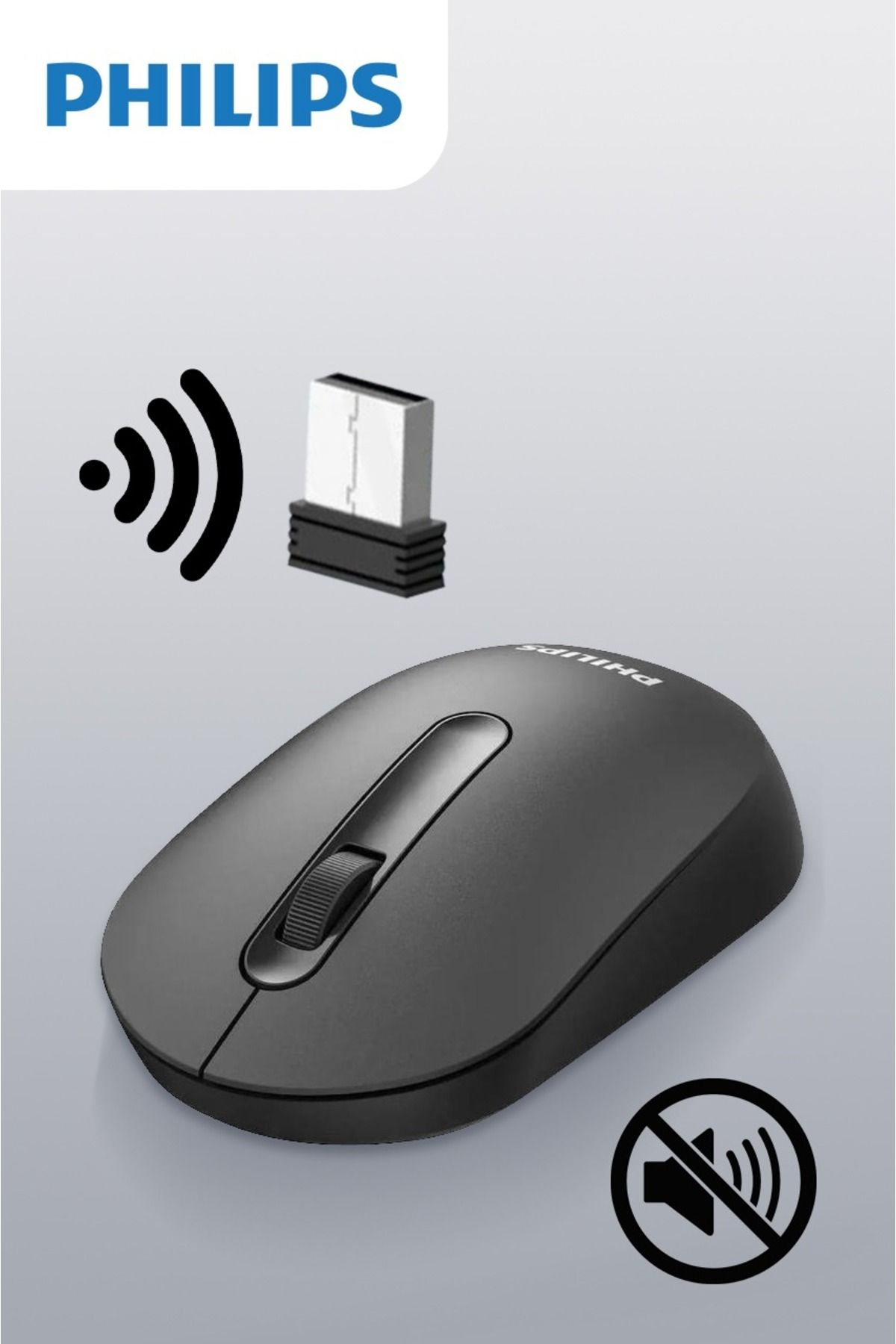 Philips M402 Sessiz Kablosuz Wireless Mouse Siyah 1200dpi Spk7402