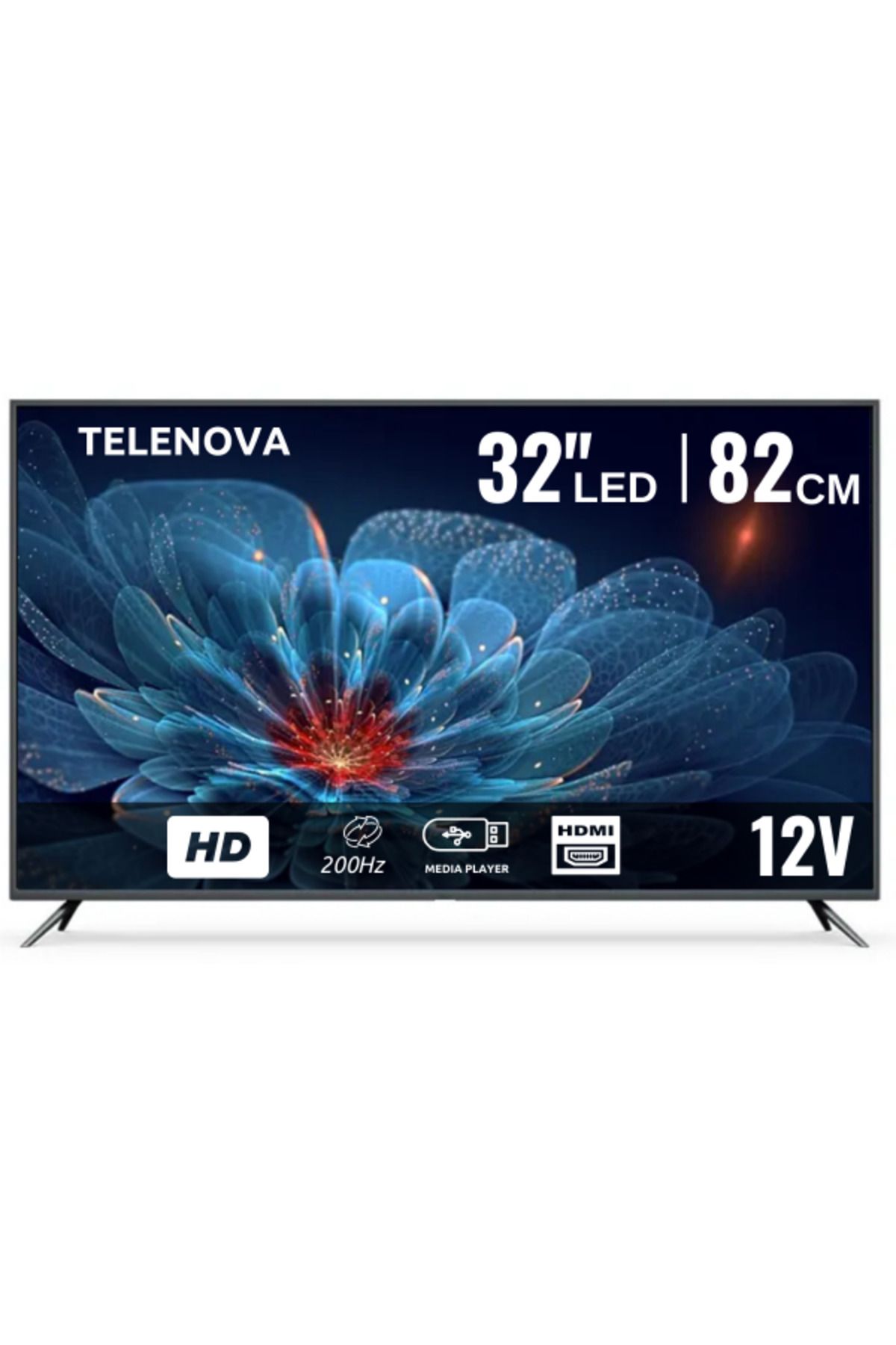 SONREİR Telenova 32” İnç 82 Ekran LED TV HD Uydu Alıcılı 12V Destekli Taşınabilir Televizyon Karavan Ev Ofis
