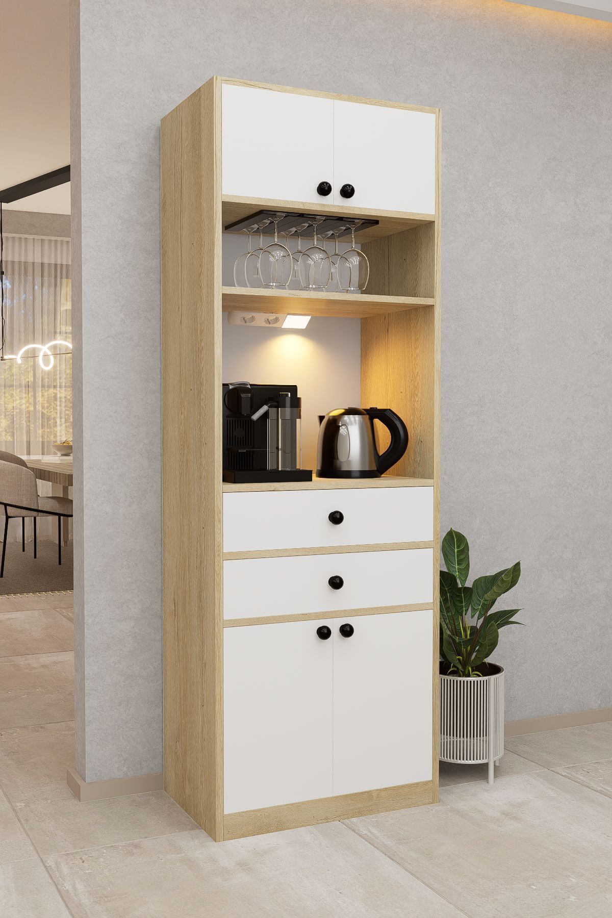 DEMİRBAL MOBİLYA MDF KAHVE KÖŞESİ DOLABI KADEHLİK