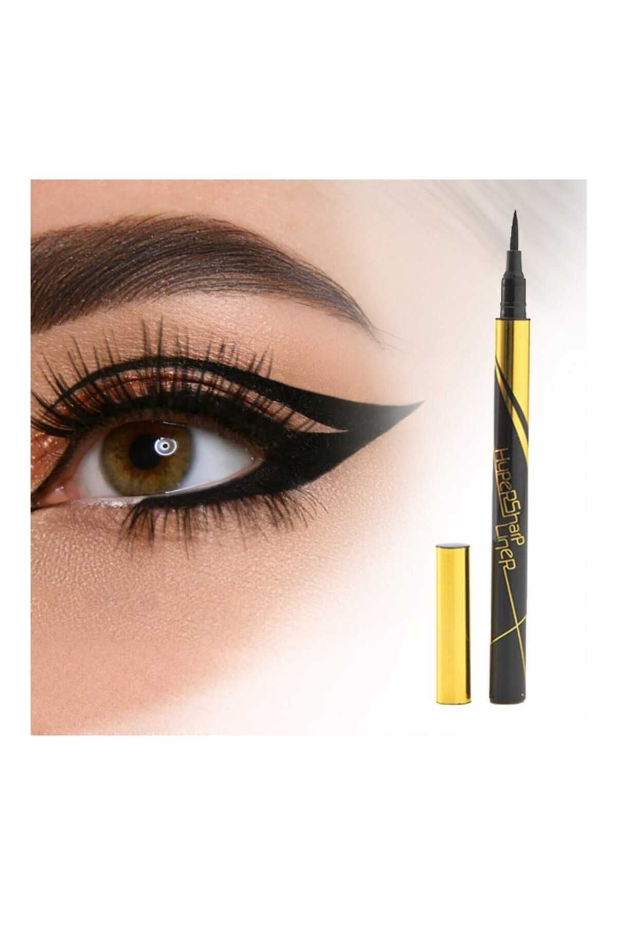 SEVRU Siyah Fırça Kalem Eyeliner, ProfesyonelSuya Dayanıklı, Akmaz Eyeliner Kalem( 2 Adet ) Gönderim çift
