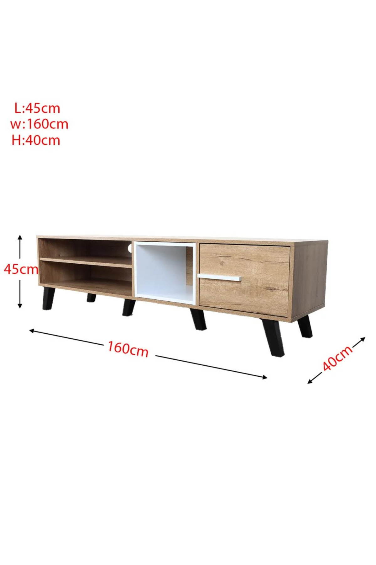 Generic-TV Table 160 cm Wooden Malaysian with Drawer and 2 Shelves 4