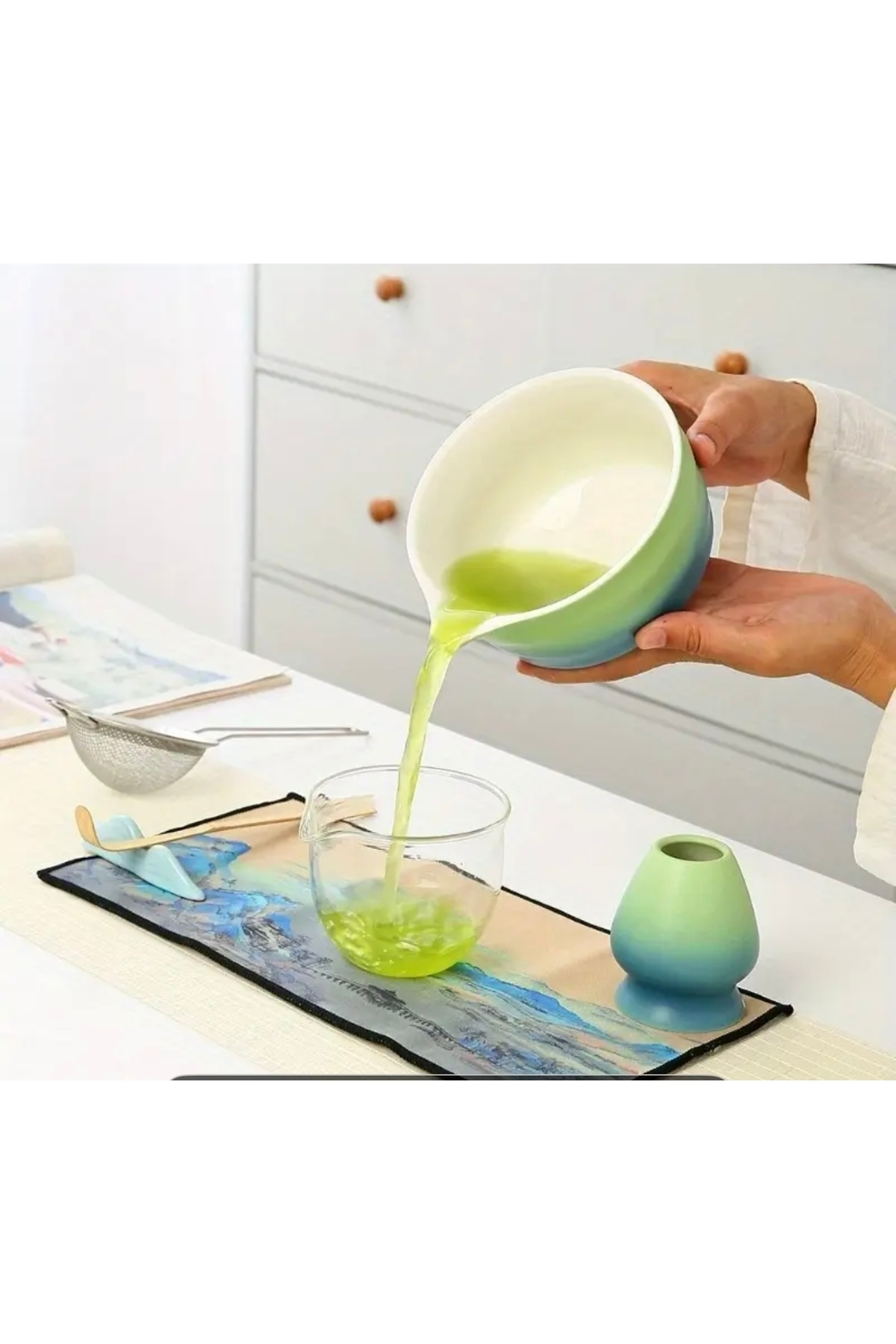 PERFORLLD Japon Matcha Çayı Seti 7 Parça – Matcha Çırpıcı, Seramik