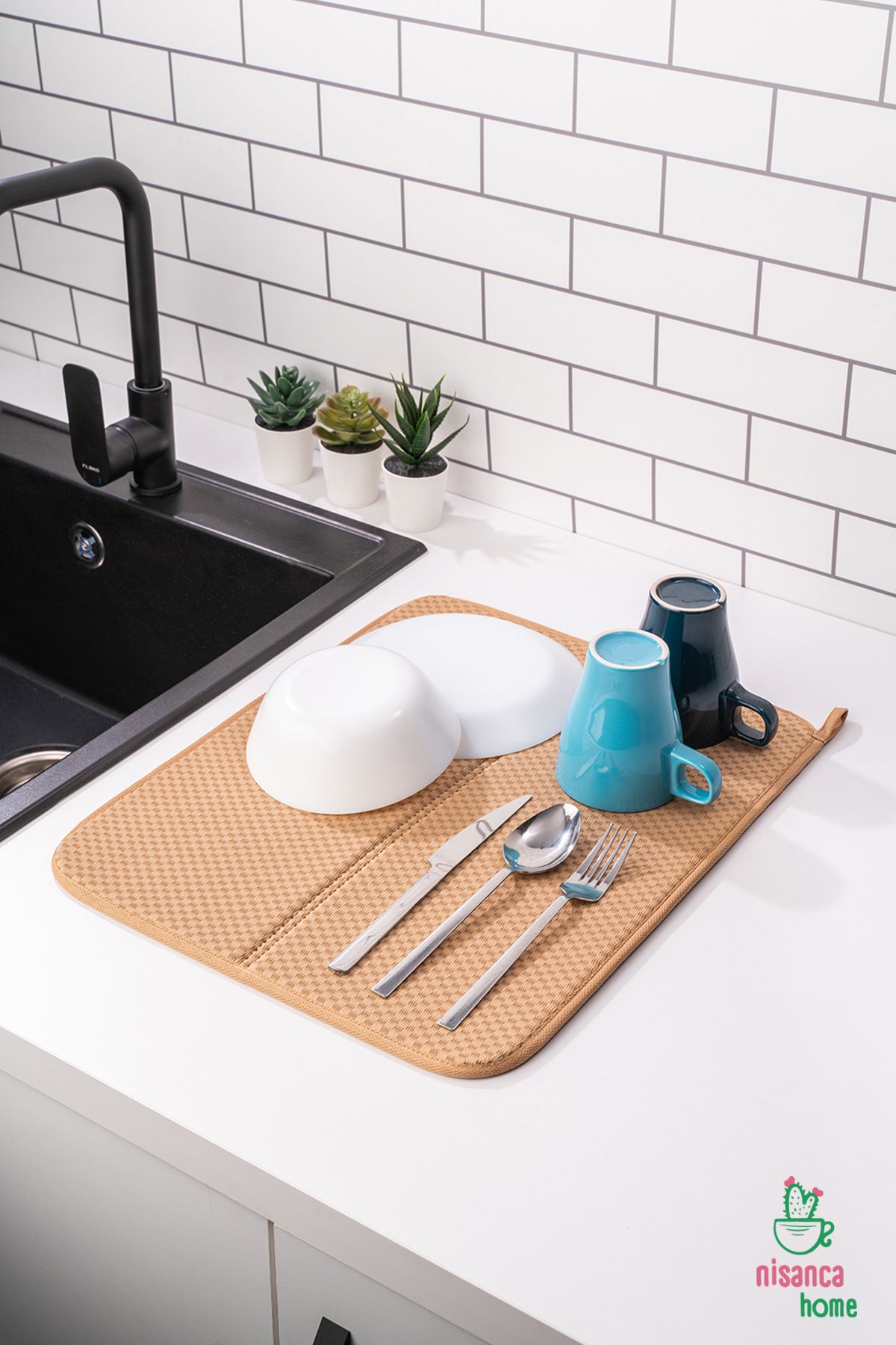 nisanca home Mikrofiber Bulaşık Kurutma Matı Tezgah Üstü Kurutma Havlusu Kurutma Örtüsü Süper Emici Bulaşıklık