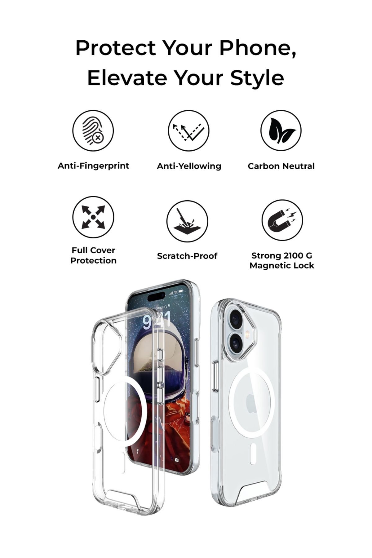 Glassology-جراب مغناطيسي شفاف لهاتف iPhone 16 مع واقي شاشة 2