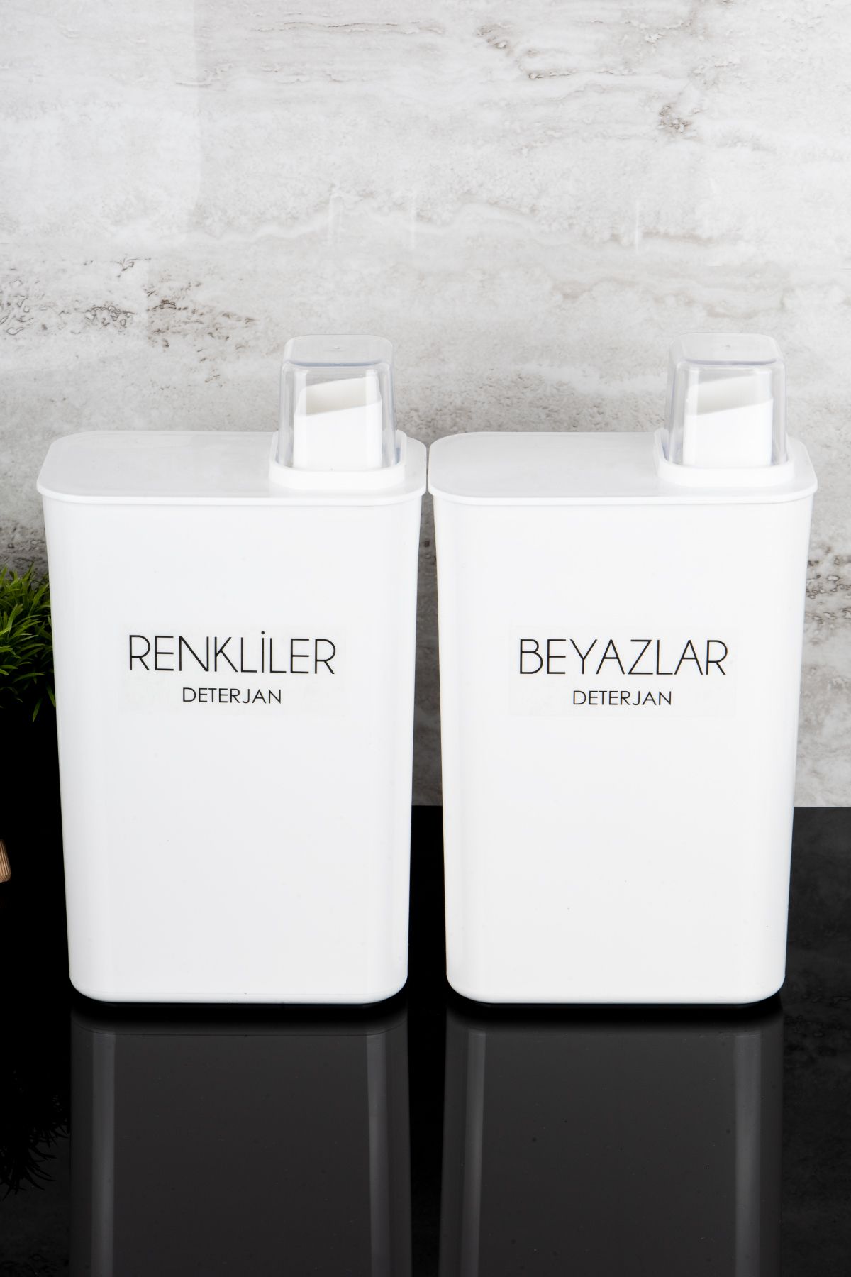 Dolkin Home-Set of 2 3000ml Detergent Dispenser Set with Lid Scale Colorful Whites Transparent Label Detergent Box Set 6