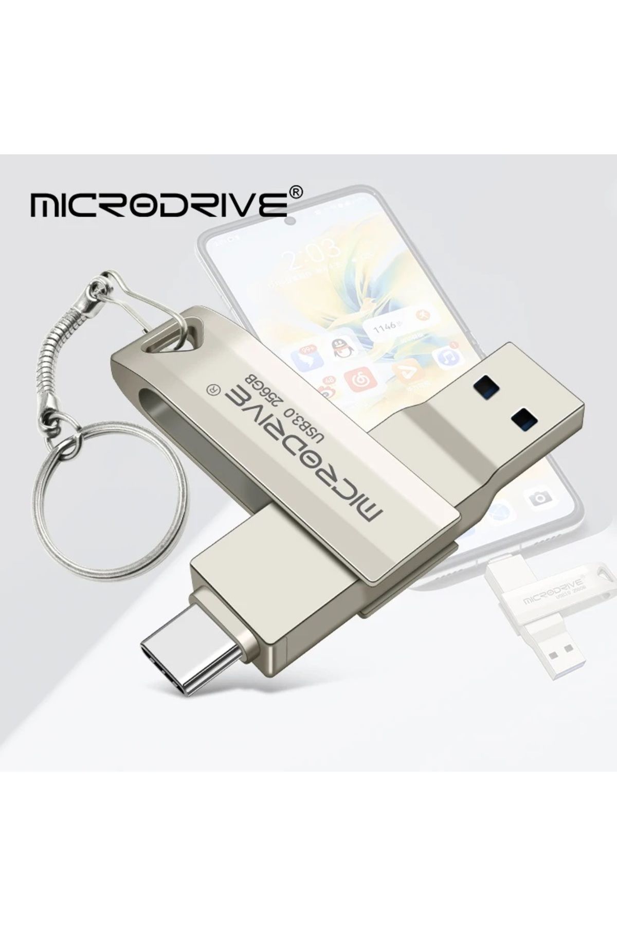 Laula-256 Gb Type C and USB Flash Memory Otg Dual Input 3.0 2in1 (Microdrive) 5