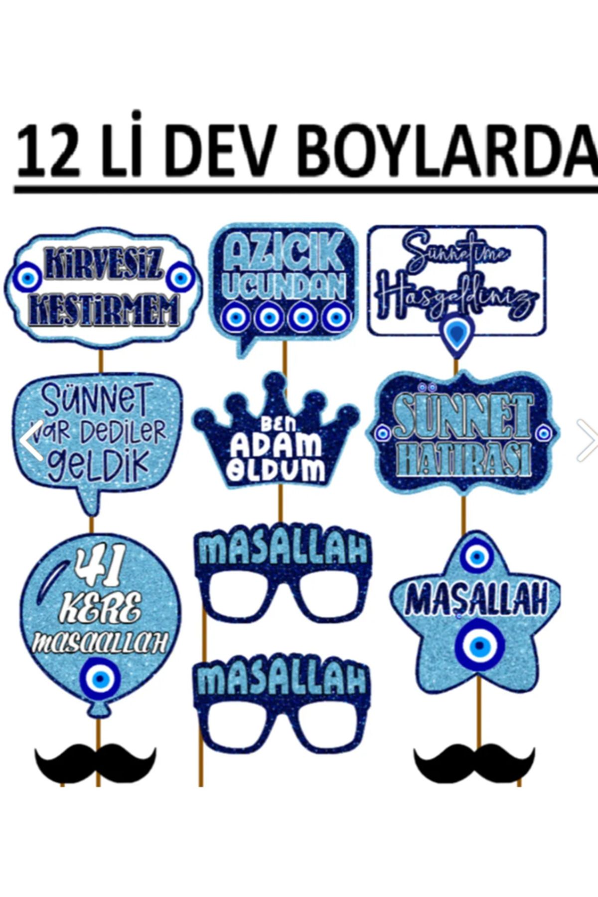 Hiras Dizayn 12li Dev Boylarda Sünnet Düğünü Konsept Konuşma Balonu Selfie Çubukları