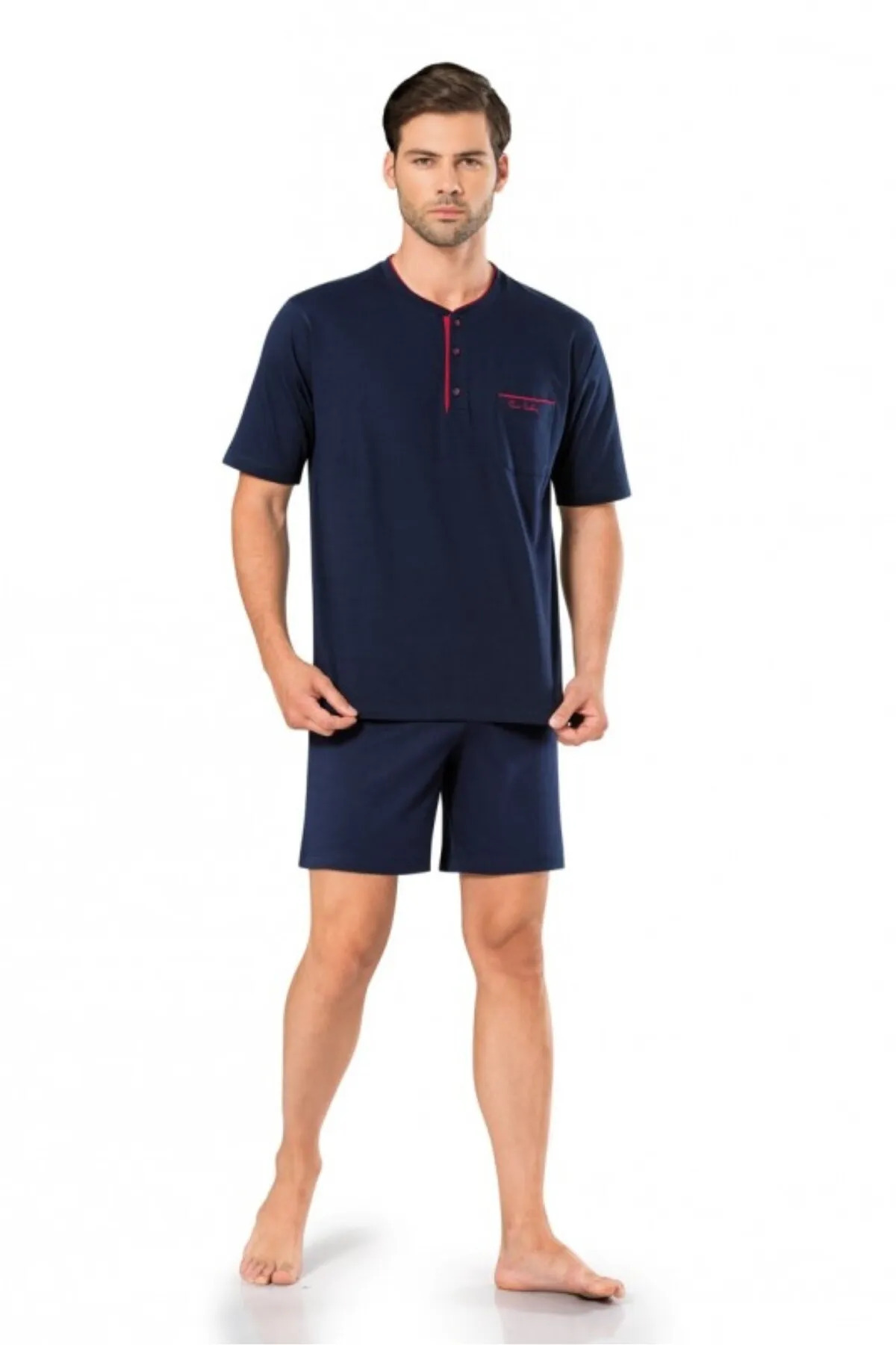 ست پیژامه مردانه راسته فاق نرمال آستین کوتاه | پیر کاردین Pierre Cardin 5.SO.3.WE.7.TO.0.P.C.C - تصویر 5