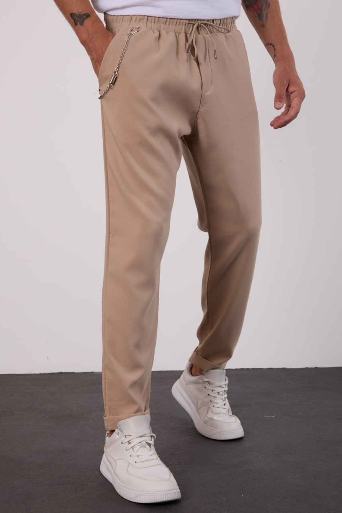 Cream Lightweight Loose Fit Seasonal Jogger Pants