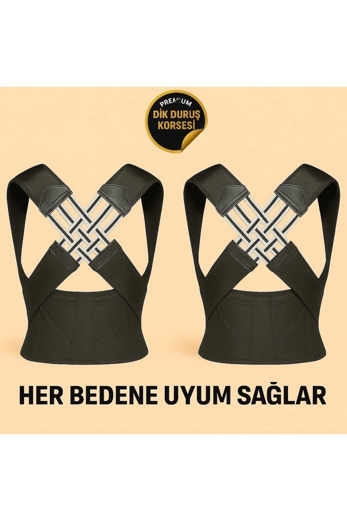 İVK GRUP 2 Adet Premium Model Dik Duruş ve Kamburluk Giderici Medikal Sırt-Bel Korsesi Siyah Renk