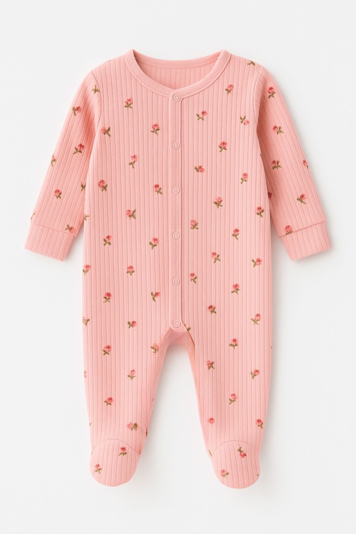 Minytrendy 2'li Kız Bebek Yenidoğan Tulum Set Çiçek Desenli Esnek Çıtçıtlı Tulum Hastane Çıkışı Bebek fotoğrafı 3 (önizleme)