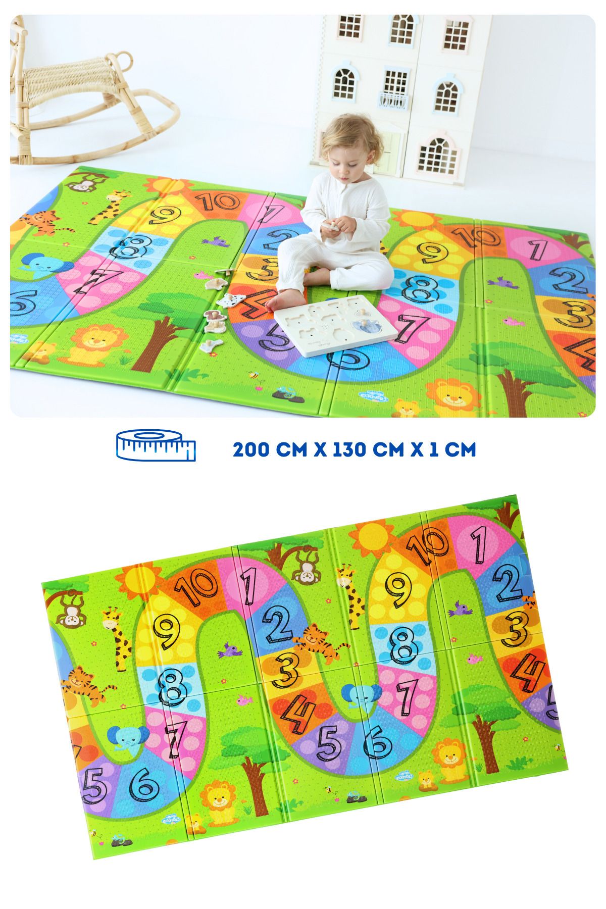Coolmats Katlanabilir Çocuk Oyun Halısı, 200x130x1 cm Oyun Matı