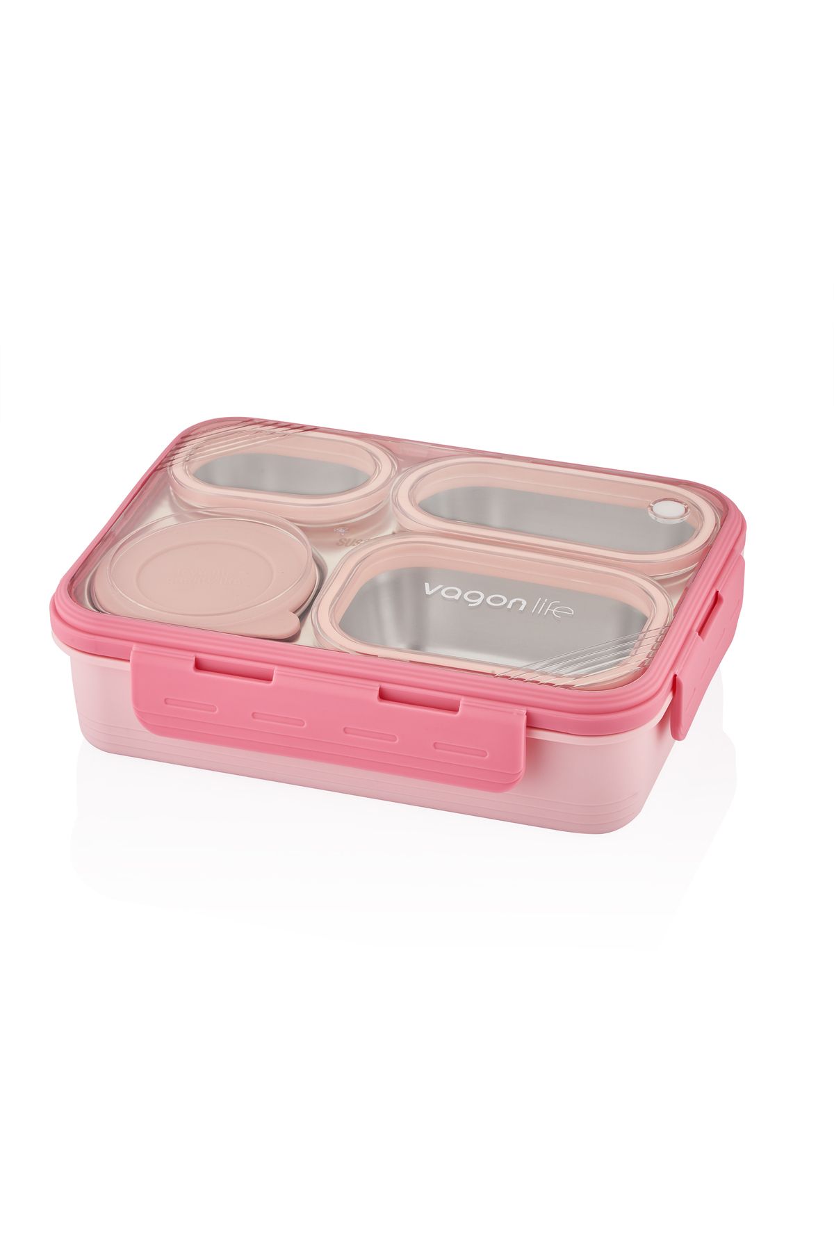 Vagonlife Lunchbox 950 ml paslanmaz çelik tek kat 4 bölmeli çorba kaseli