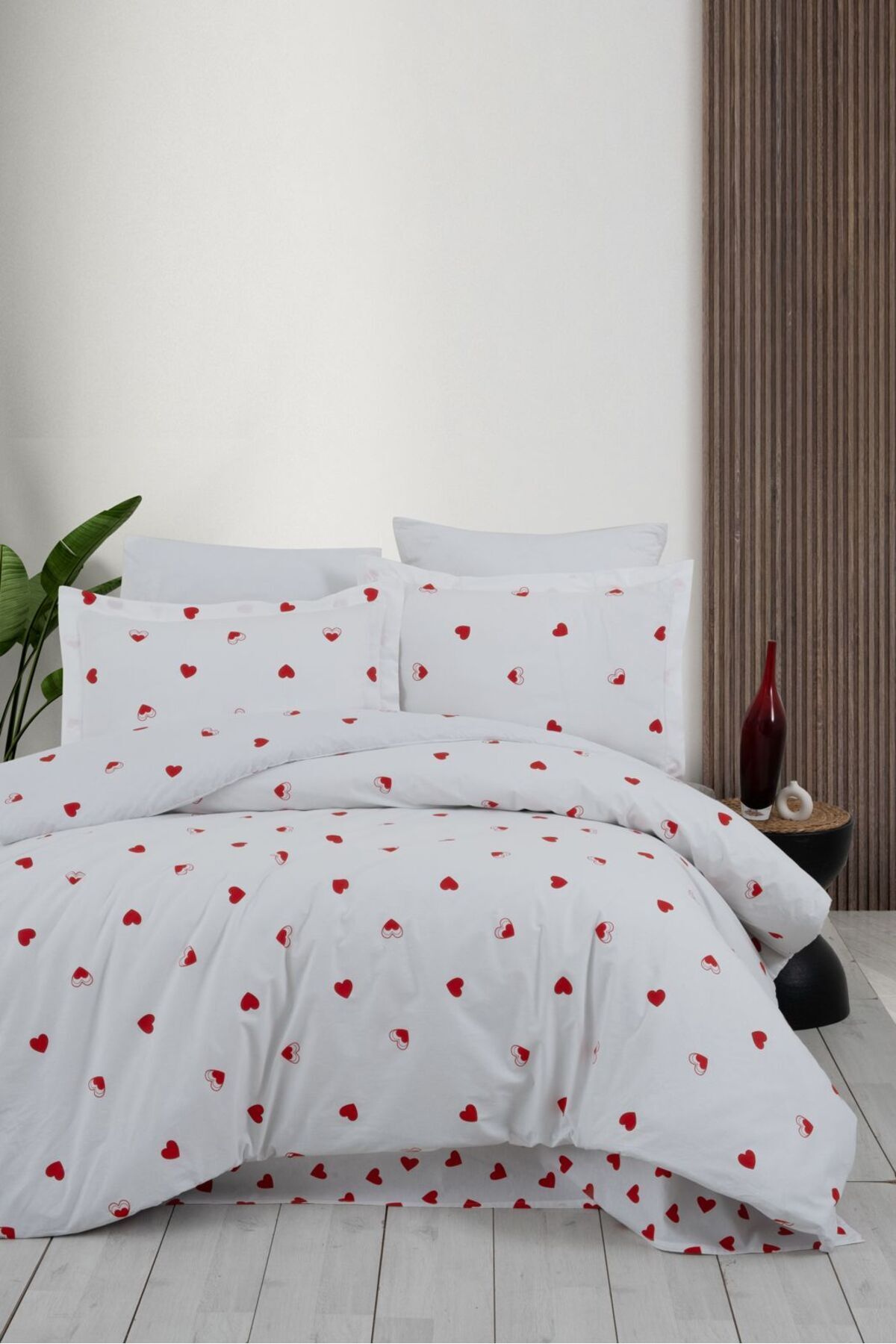 SELONYA Pamuklu KALPLİ ÇİFT KİŞİLİK NEVRESİM TAKIMI %100 cotton