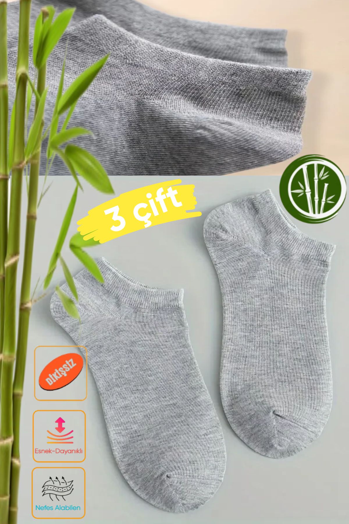 Esinti Kadın Bambu Görünmez Sneakers Çorap 3 Çift | Dikişsiz, Kokulu, Yumuşak