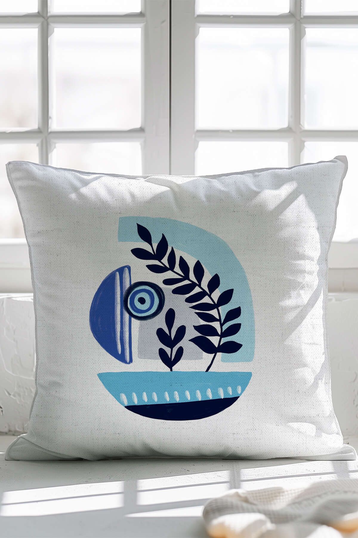 Cango Home-Fresh Evil Eye Bead Patterned Modern Blue One Side Printed Throw Pillow Pillow Case Set 4Kmbs331 5
