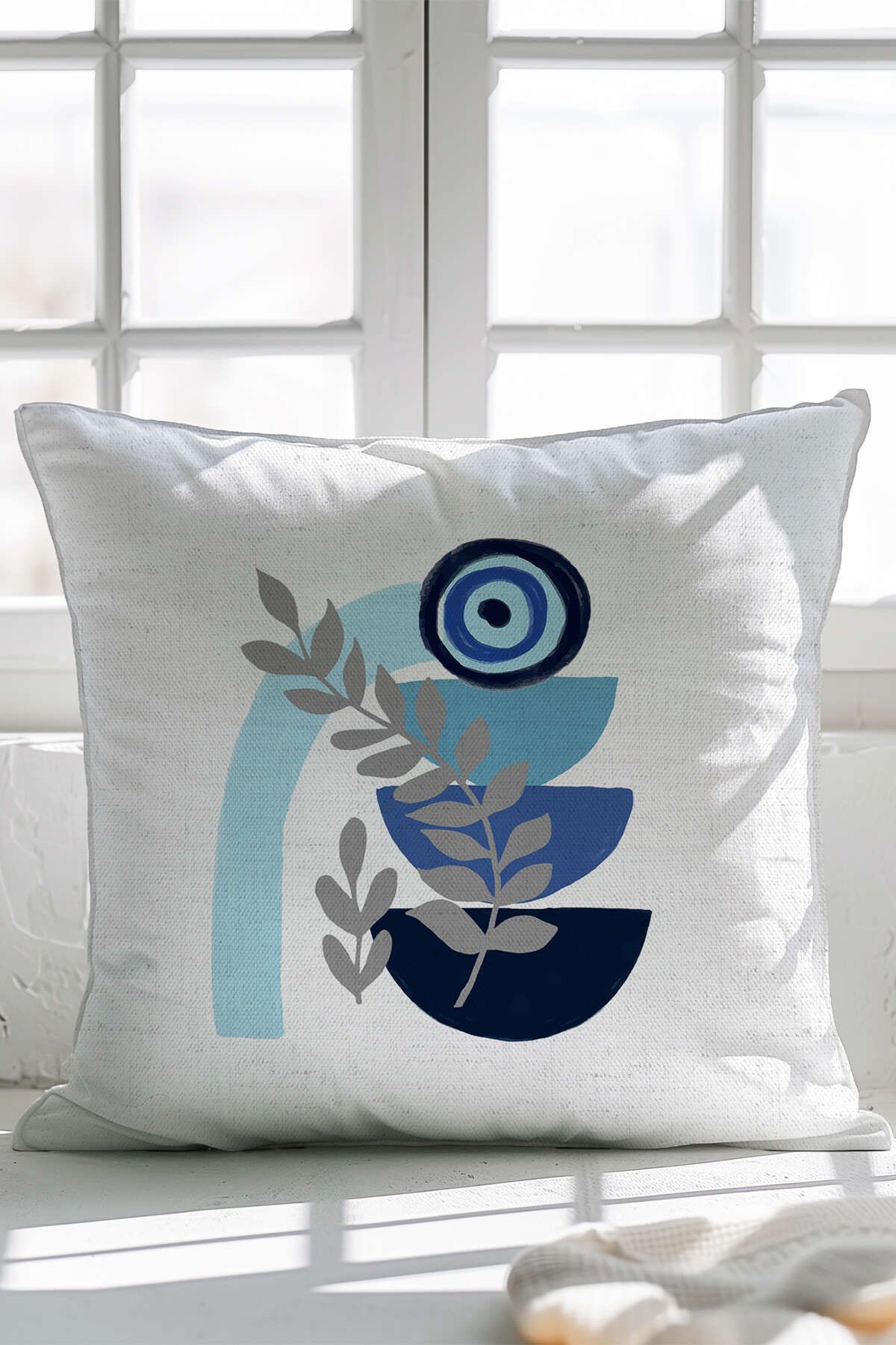 Cango Home-Fresh Evil Eye Bead Patterned Modern Blue One Side Printed Throw Pillow Pillow Case Set 4Kmbs331 4