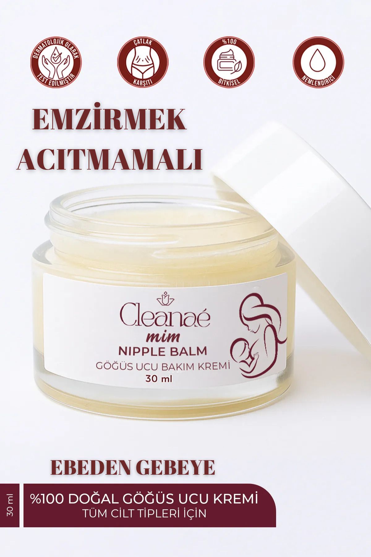 Cleanaé Mim Göğüs Ucu Bakım Kremi Emziren Anneler Emzirmek Acıtmamalı. Dermatolojik Testli - Nipple Balm