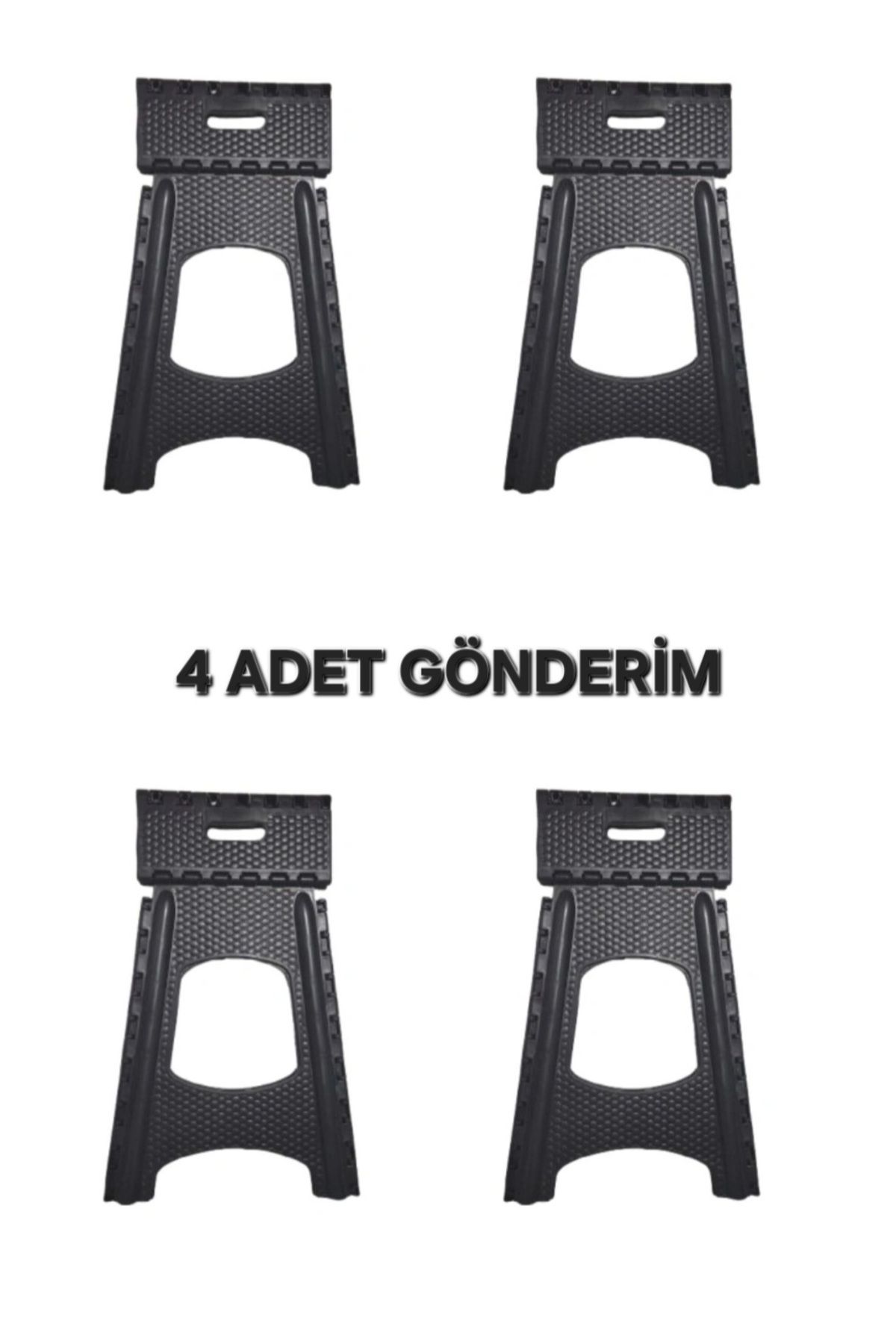 AradığınBurda 4 Adet Siyah Katlanır Tabure Plastik Sağlam Malzeme