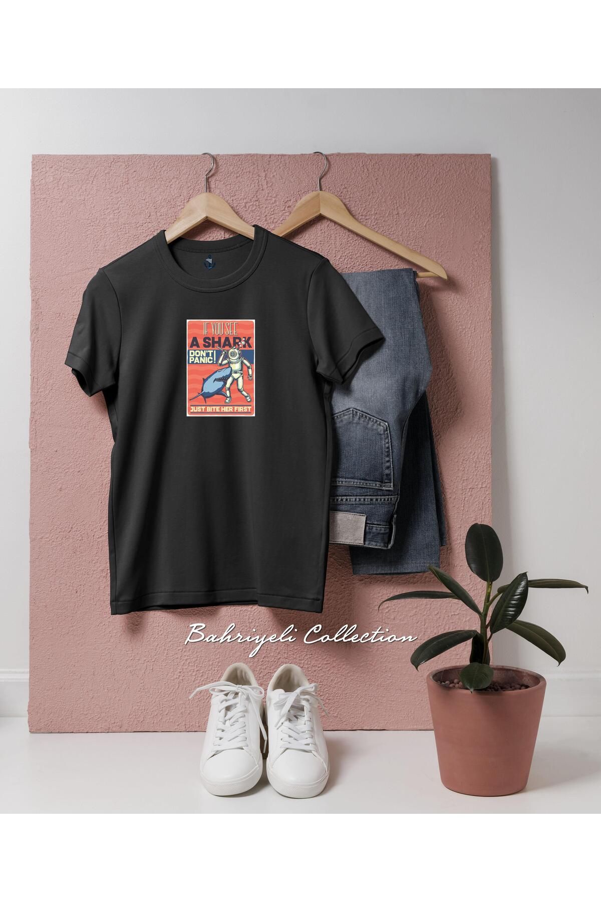 bahriyeli.jpeg Oversize Dont Panic - Dalgıç Diver Tasarımlı Unisex T-Shirt