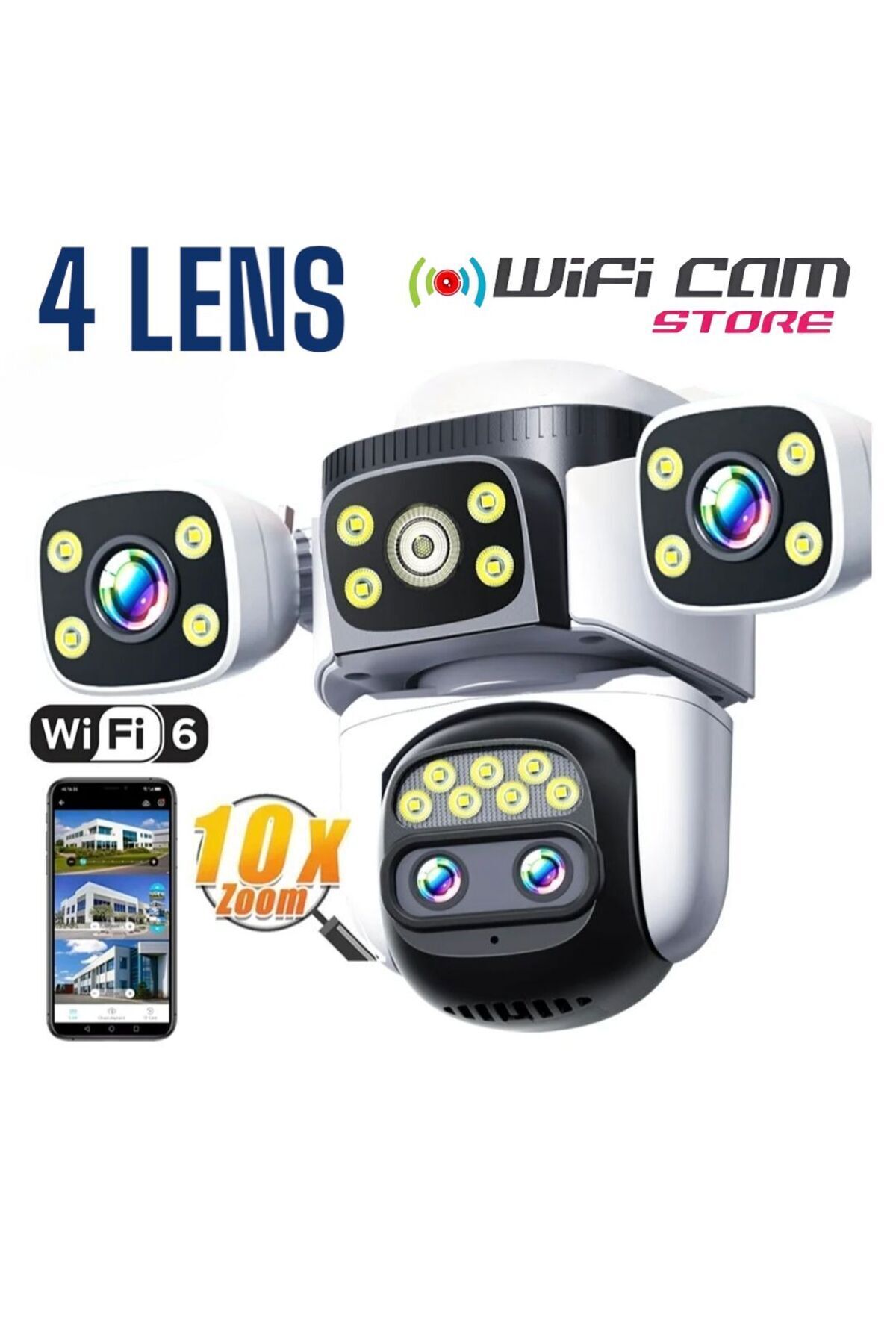 WİFİCAM 4 Kameralı PTZ Wİfi Kamera 10X Hibrit Zoom