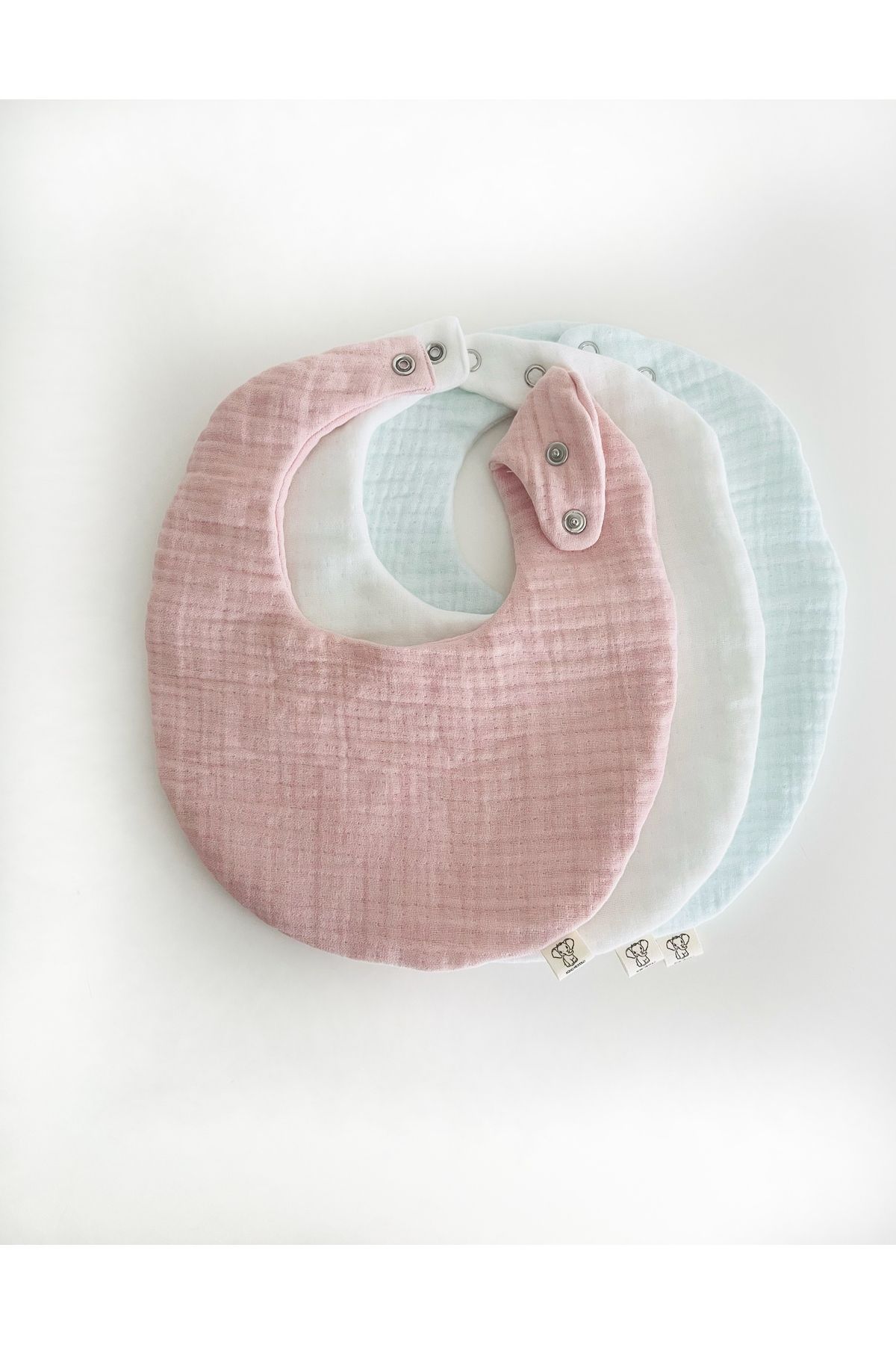 Boho Piccolo Oval 3'lü %100 Pamuk Müslin Bebek Önlüğü / Yakalık / Salya Önlüğü